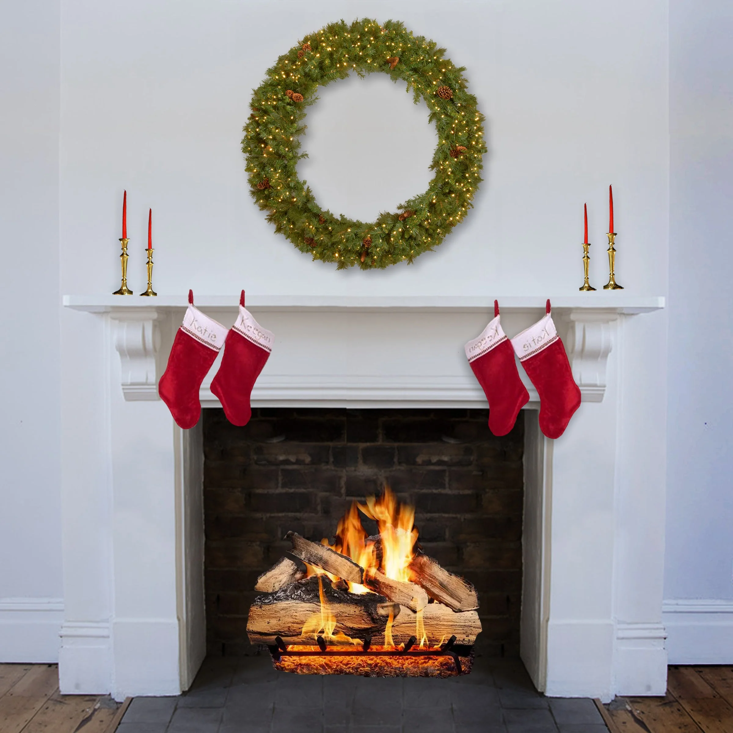 60 in. Garwood Spruce Wreath with Warm White LED Lights - Image 2