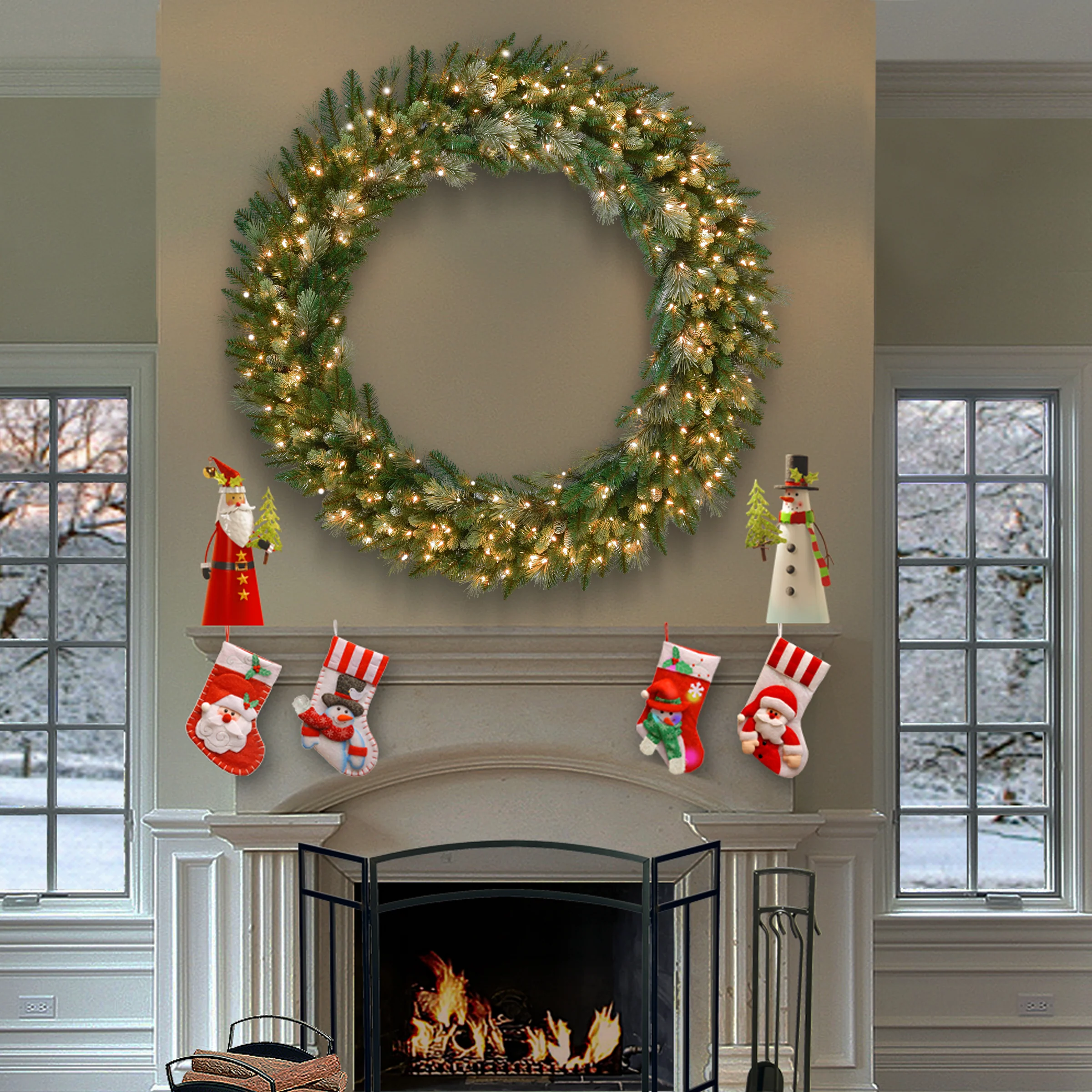 60 in. Pre-Lit Carolina Pine Wreath with Clear Lights - Image 2