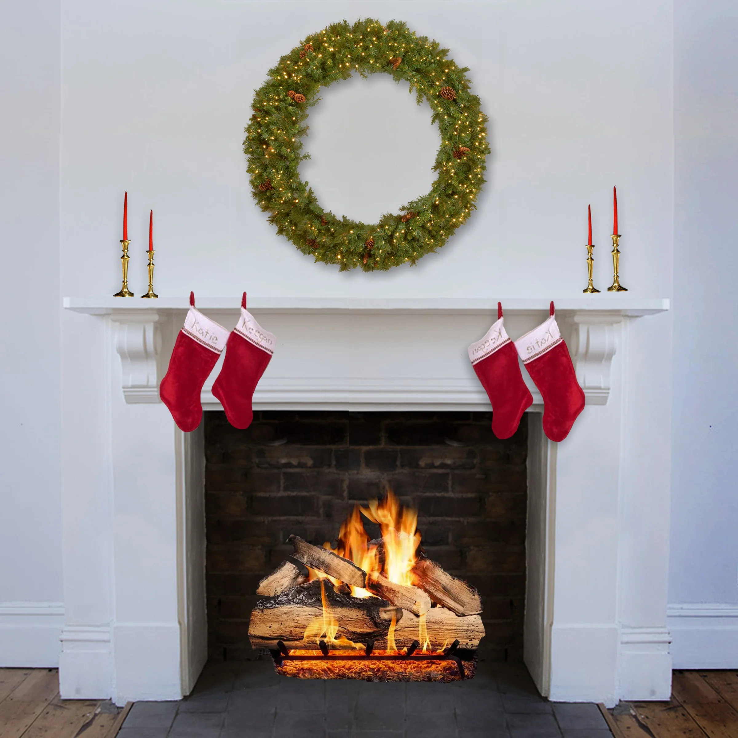 60 in.Pre-Lit Garwood Spruce Wreath with Warm White LED Lights - Image 2