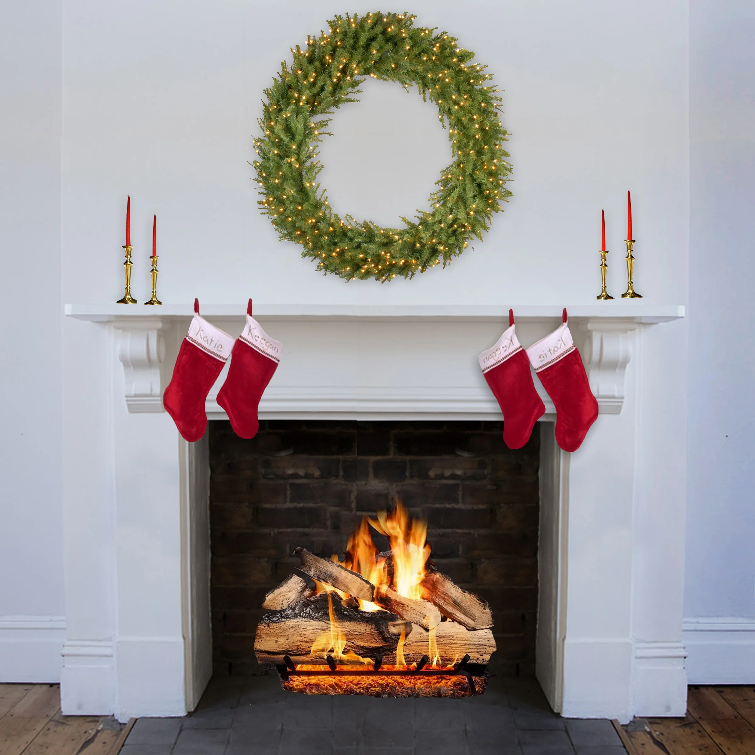 60 in.Pre-Lit Norwood Fir Wreath with Clear Lights - Image 2