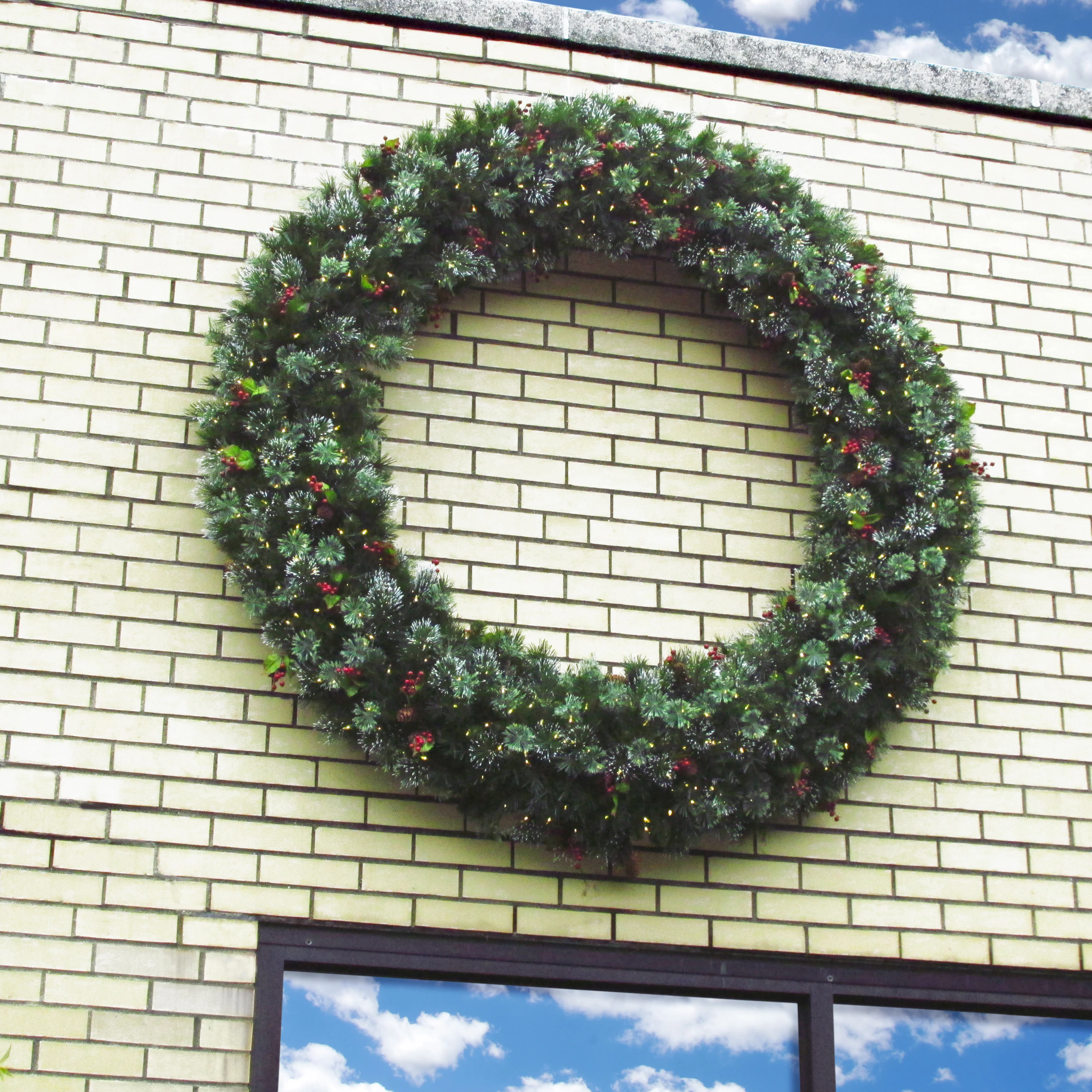 60 in. Pre-Lit Wintry Pine Wreath with Clear Lights, Plug-In - Image 2