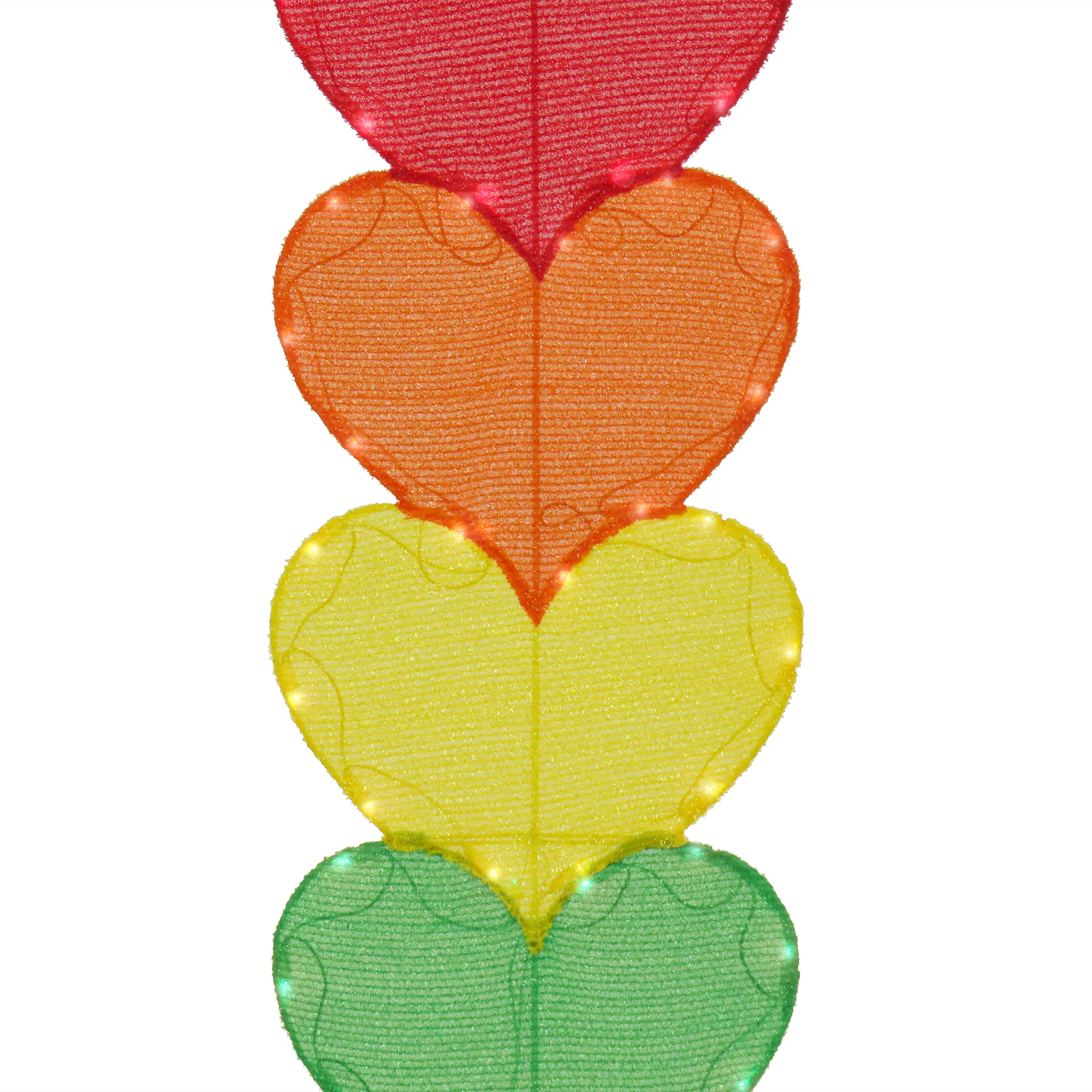 63 in. Valentine's Stacked Rainbow Hearts Decoration with LED Lights - Image 3