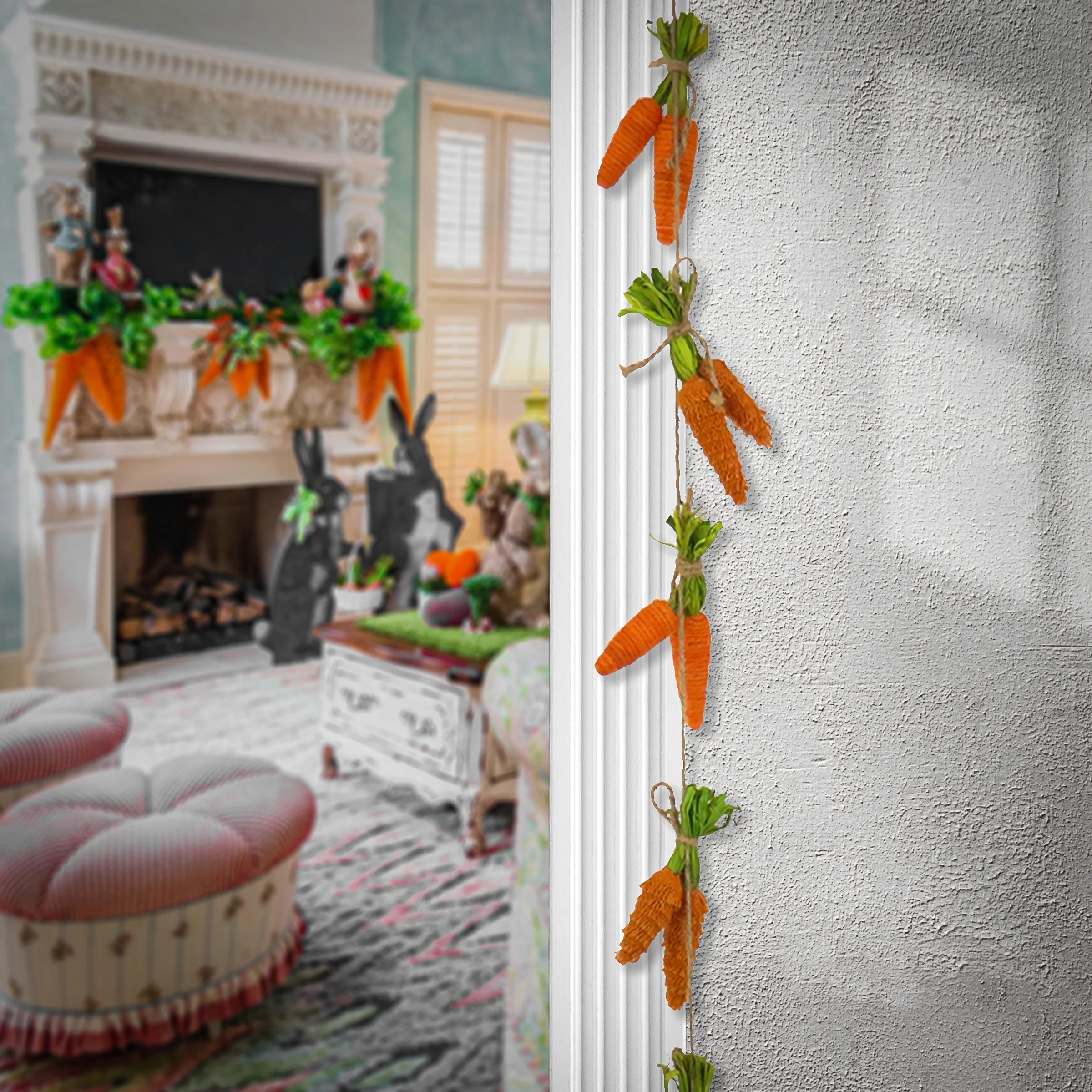 64 in. String of Carrots Easter Garland - Image 2