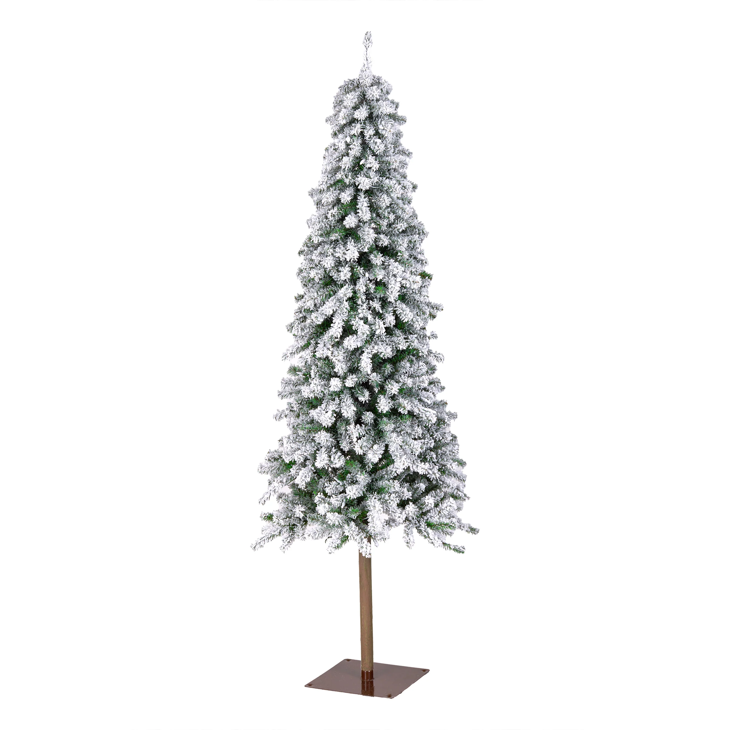 6.5 ft. Pre-Lit Snowy Grand Alpine Pencil Slim Tree with Clear Lights, Plug-In - Image 4
