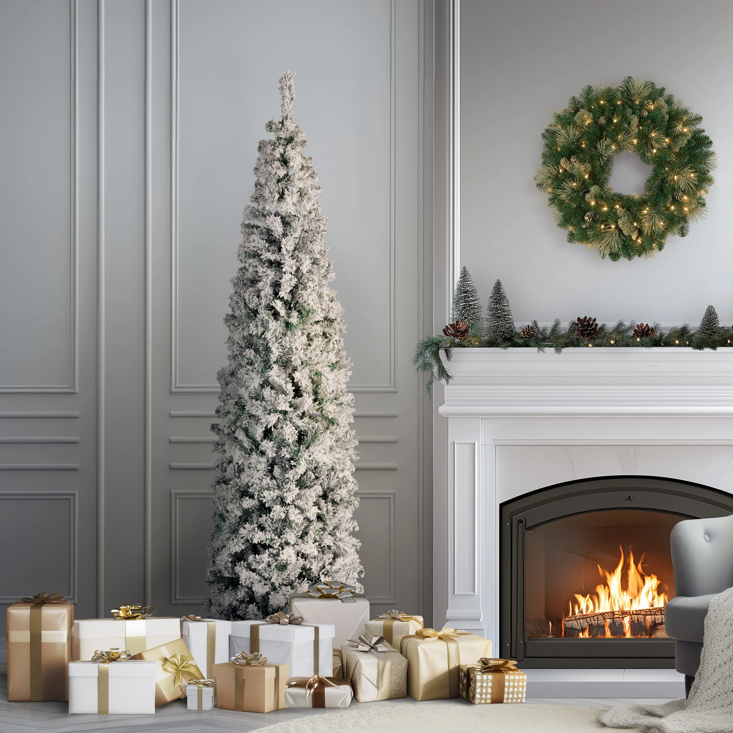 7.5 ft. Acacia Medium Flocked Tree - Image 3