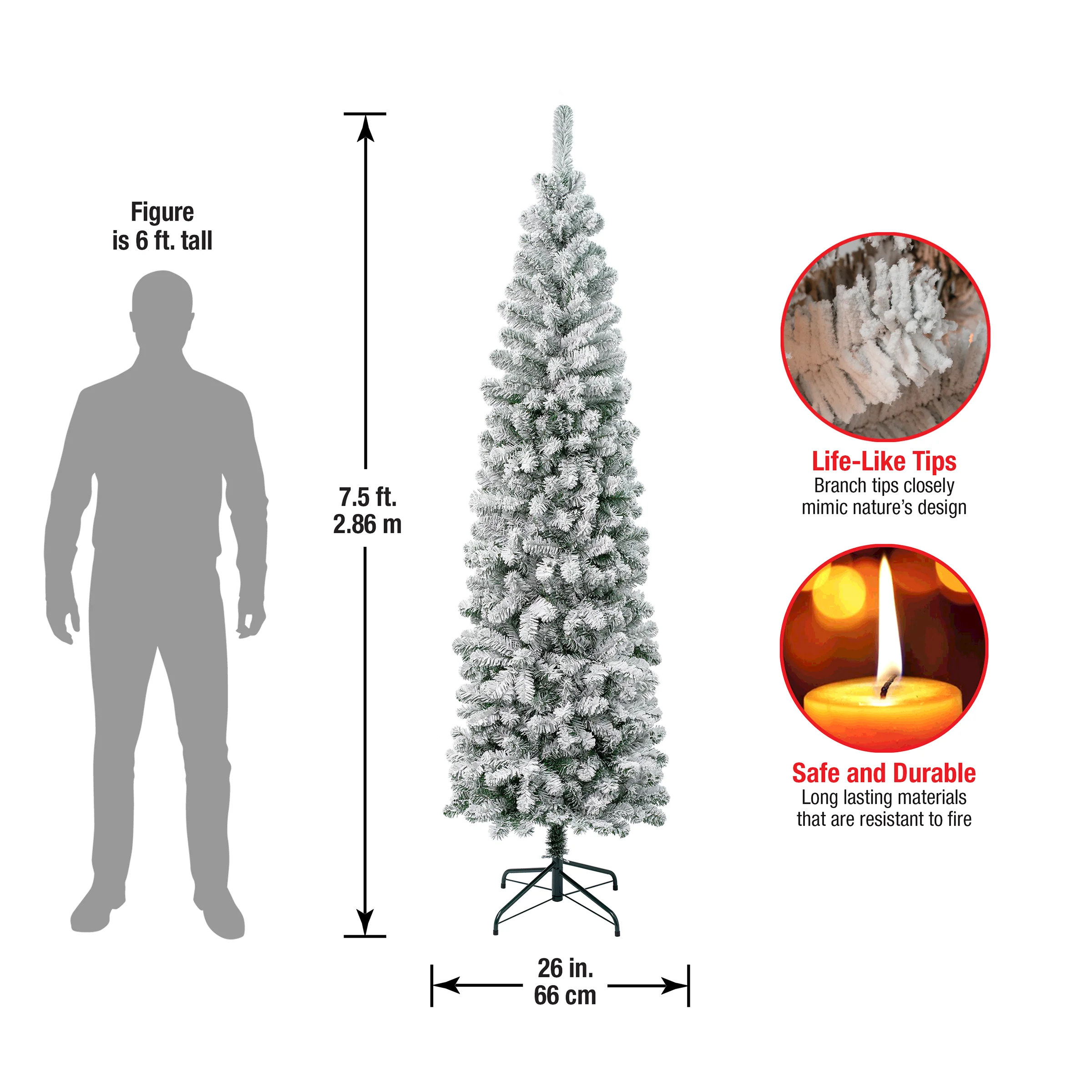 7.5 ft. Acacia Pencil Slim Flocked Tree - Image 4