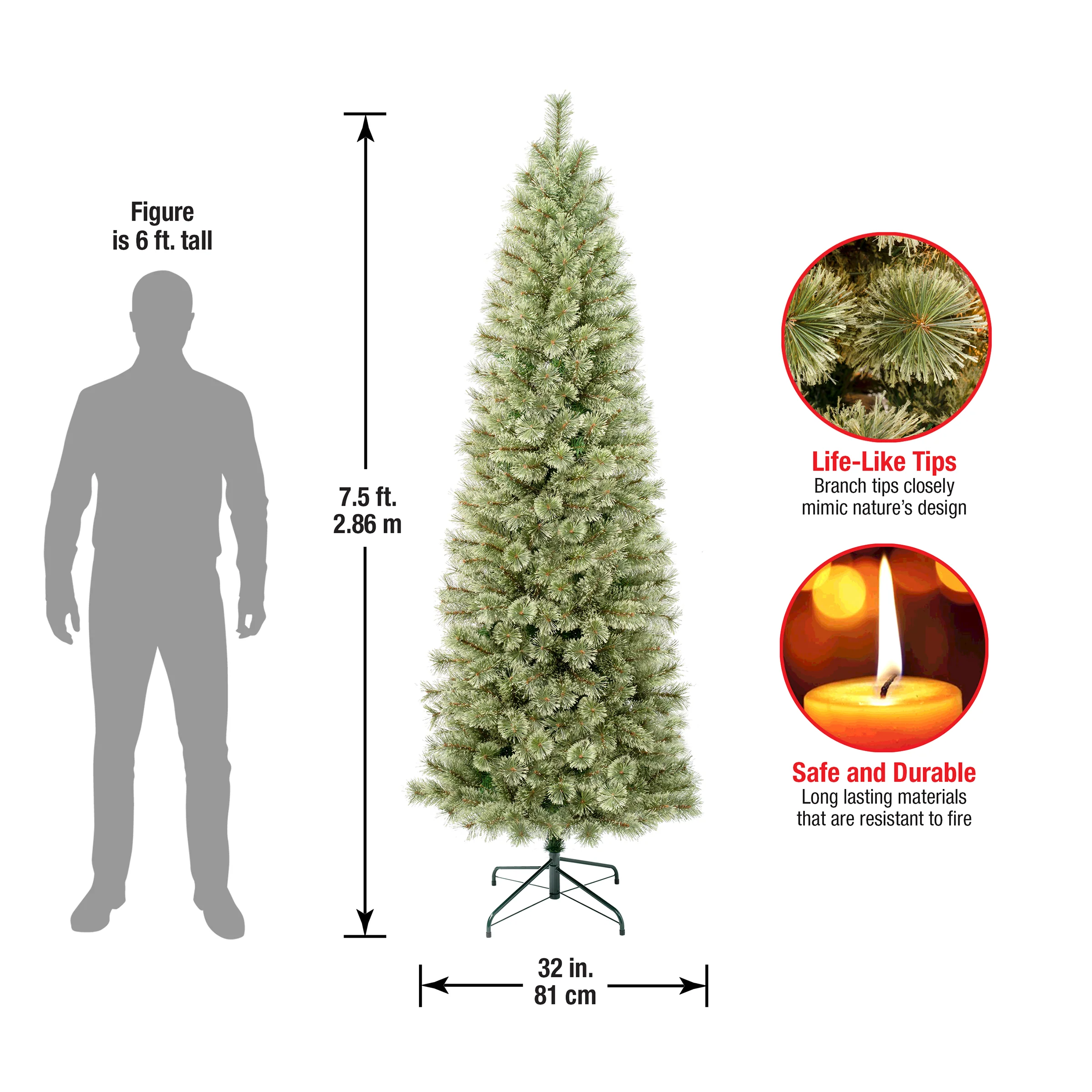 7.5 ft. Arcadia Pine Cashmere Slim Tree - Image 4