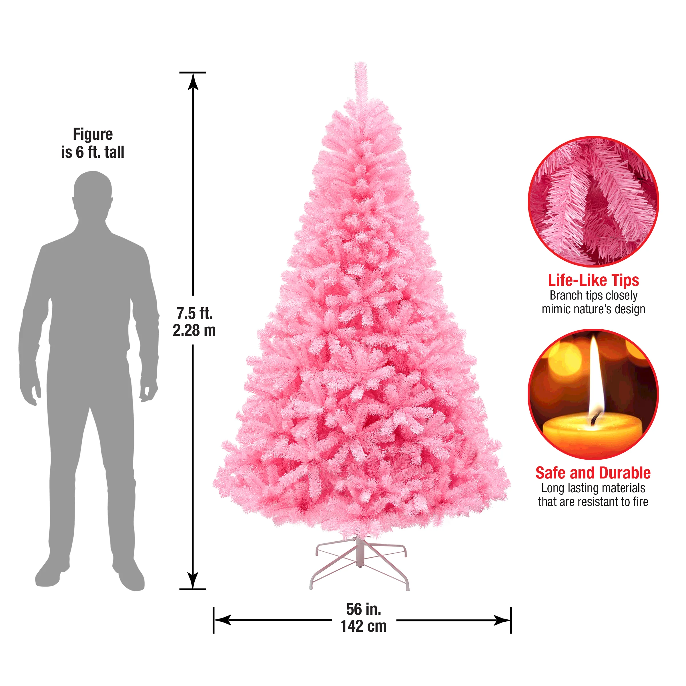 7.5 ft. Color Pop Pink Tree - Image 4