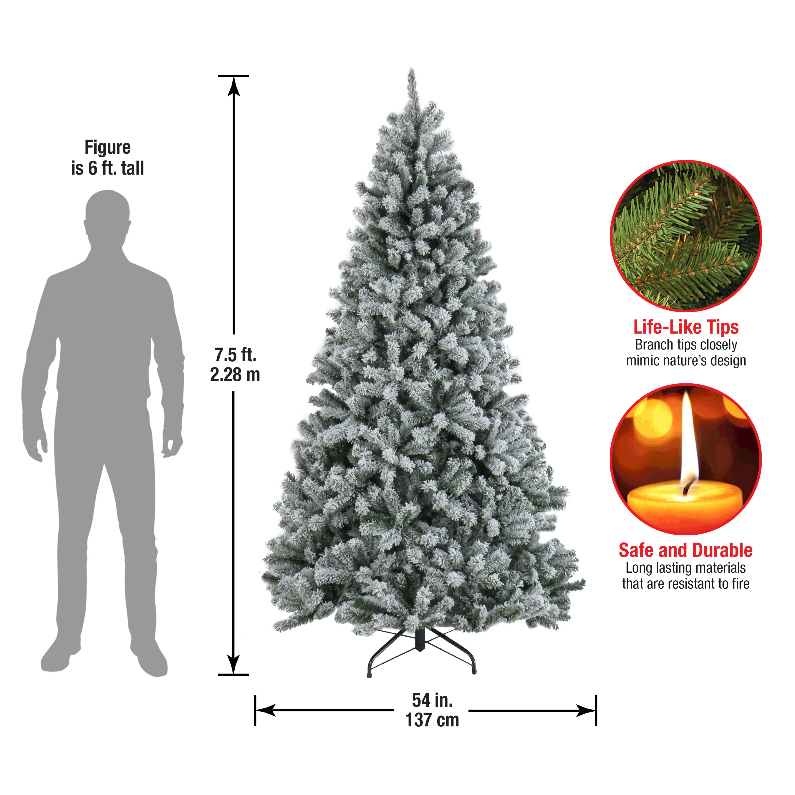 7.5 ft. North Valley Spruce Tree with Snow Dusted Braches - Image 5