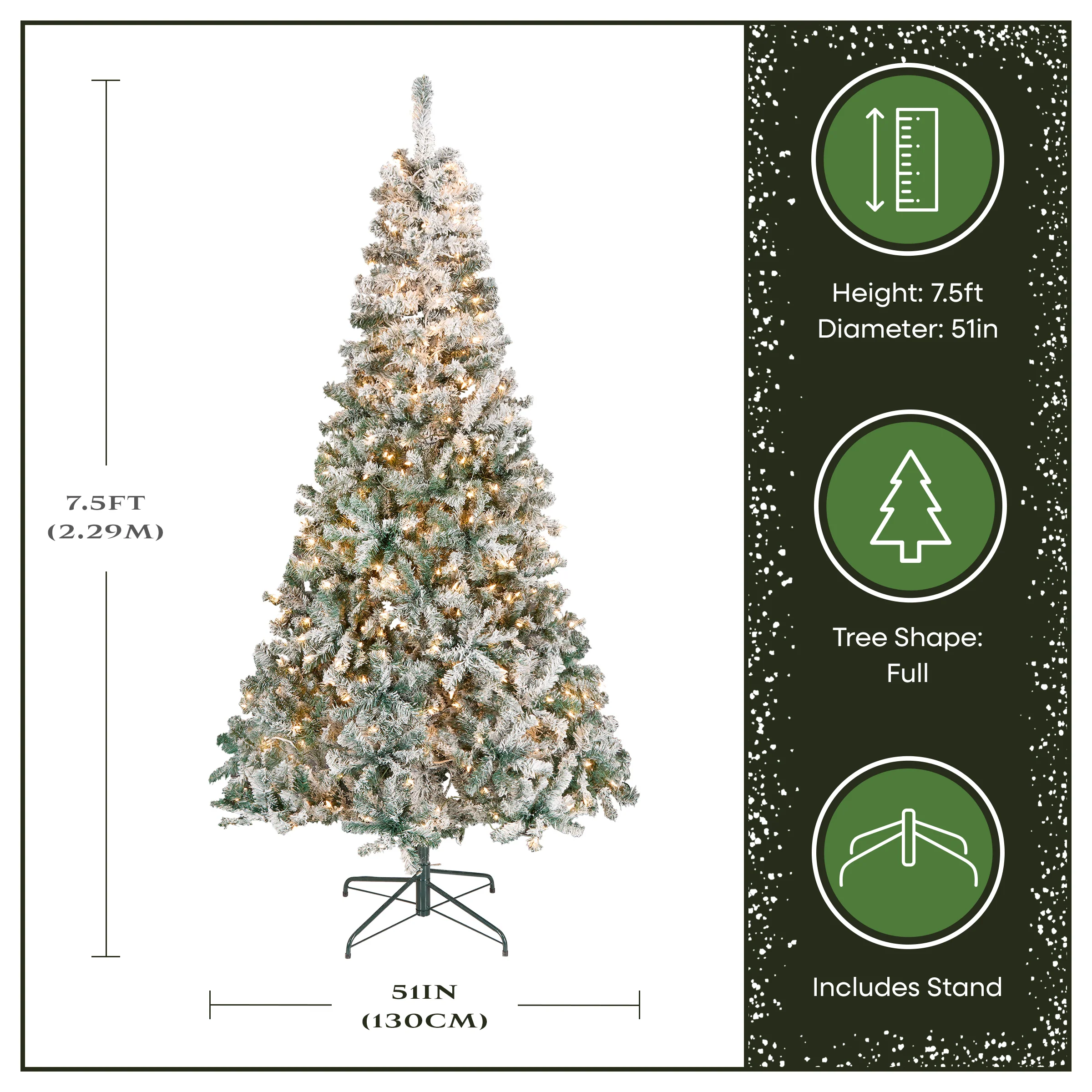 7.5 ft. Pre-Lit Acacia Flocked Tree with Clear Lights - Image 4