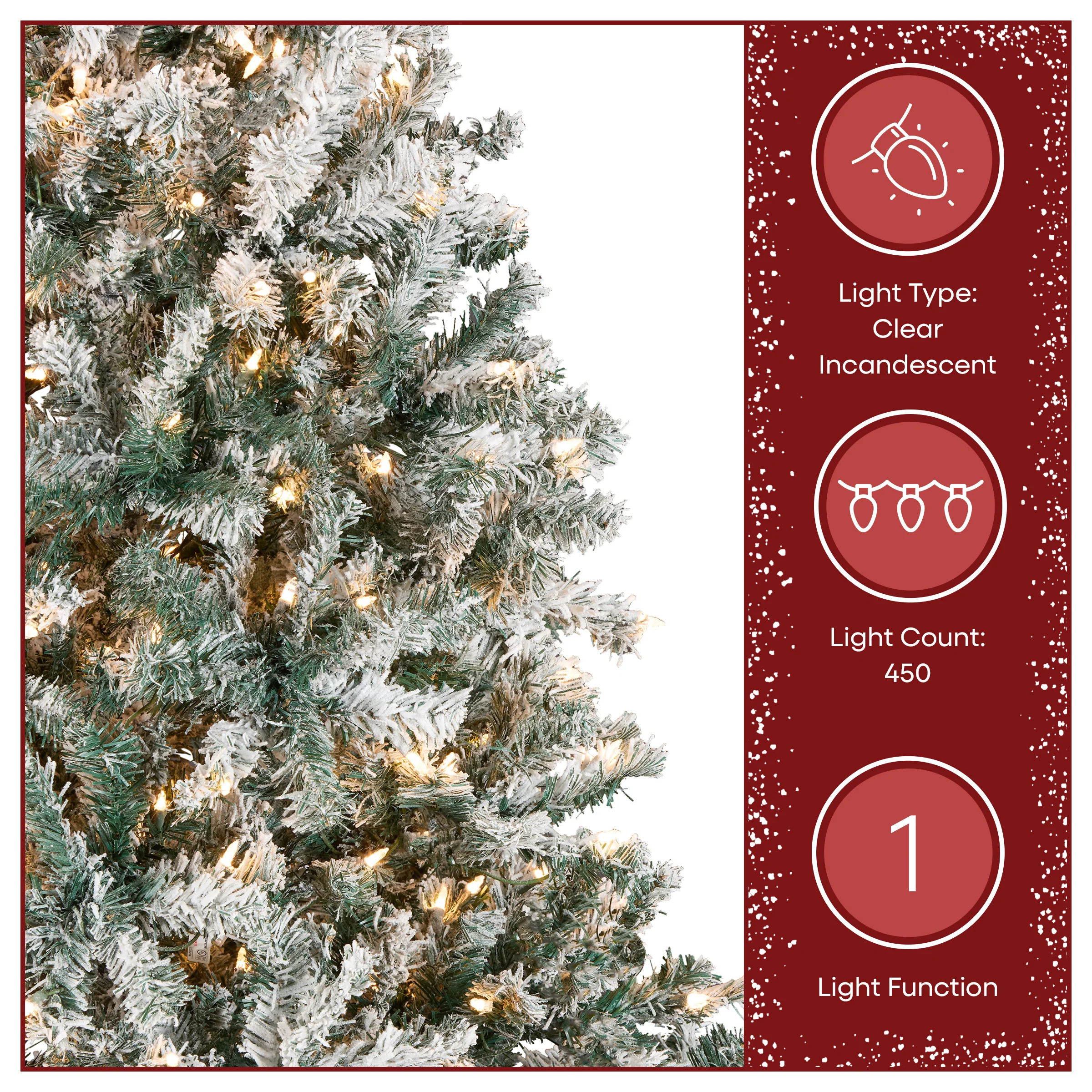 7.5 ft. Pre-Lit Acacia Flocked Tree with Clear Lights - Image 6