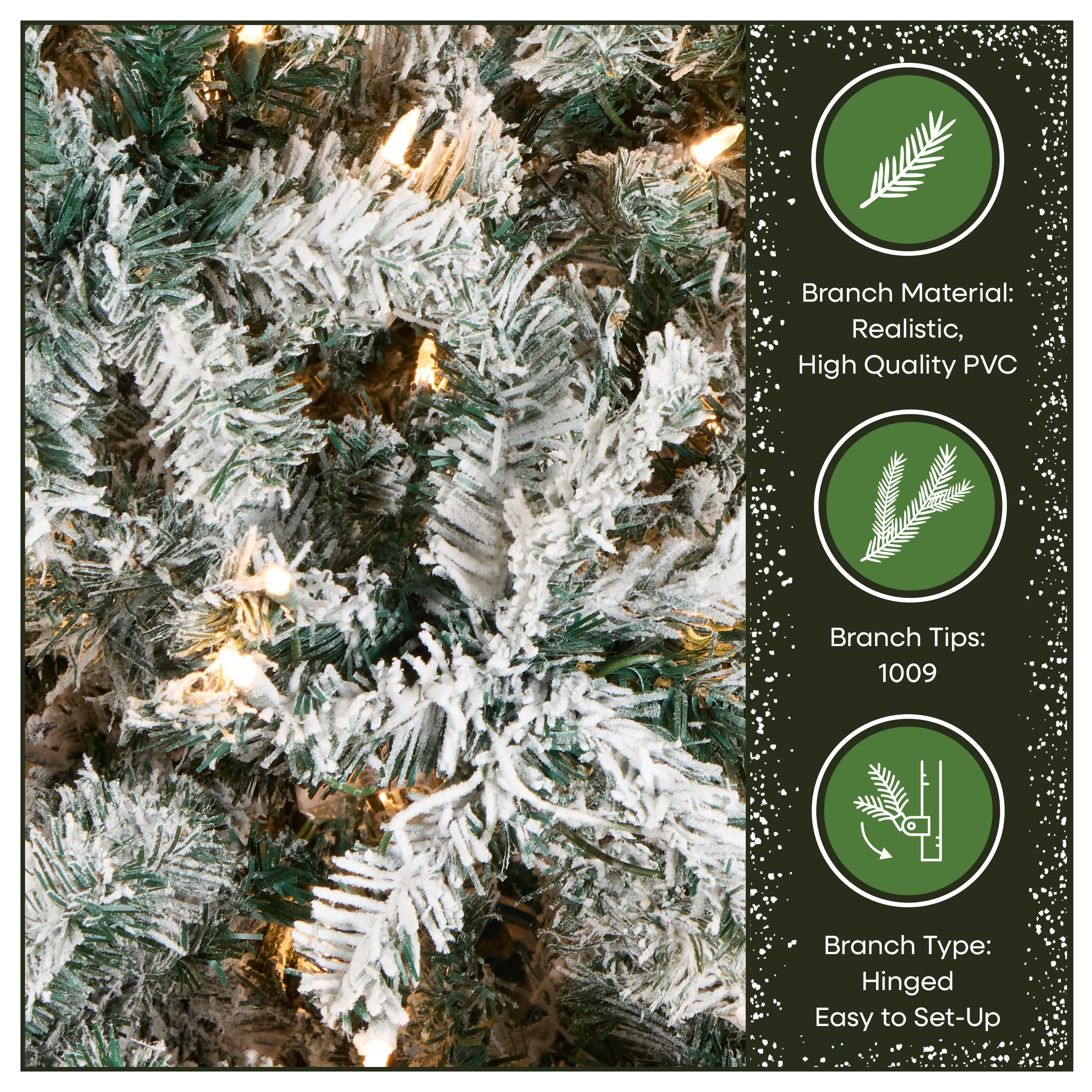 7.5 ft. Pre-Lit Acacia Flocked Tree with Clear Lights - Image 7