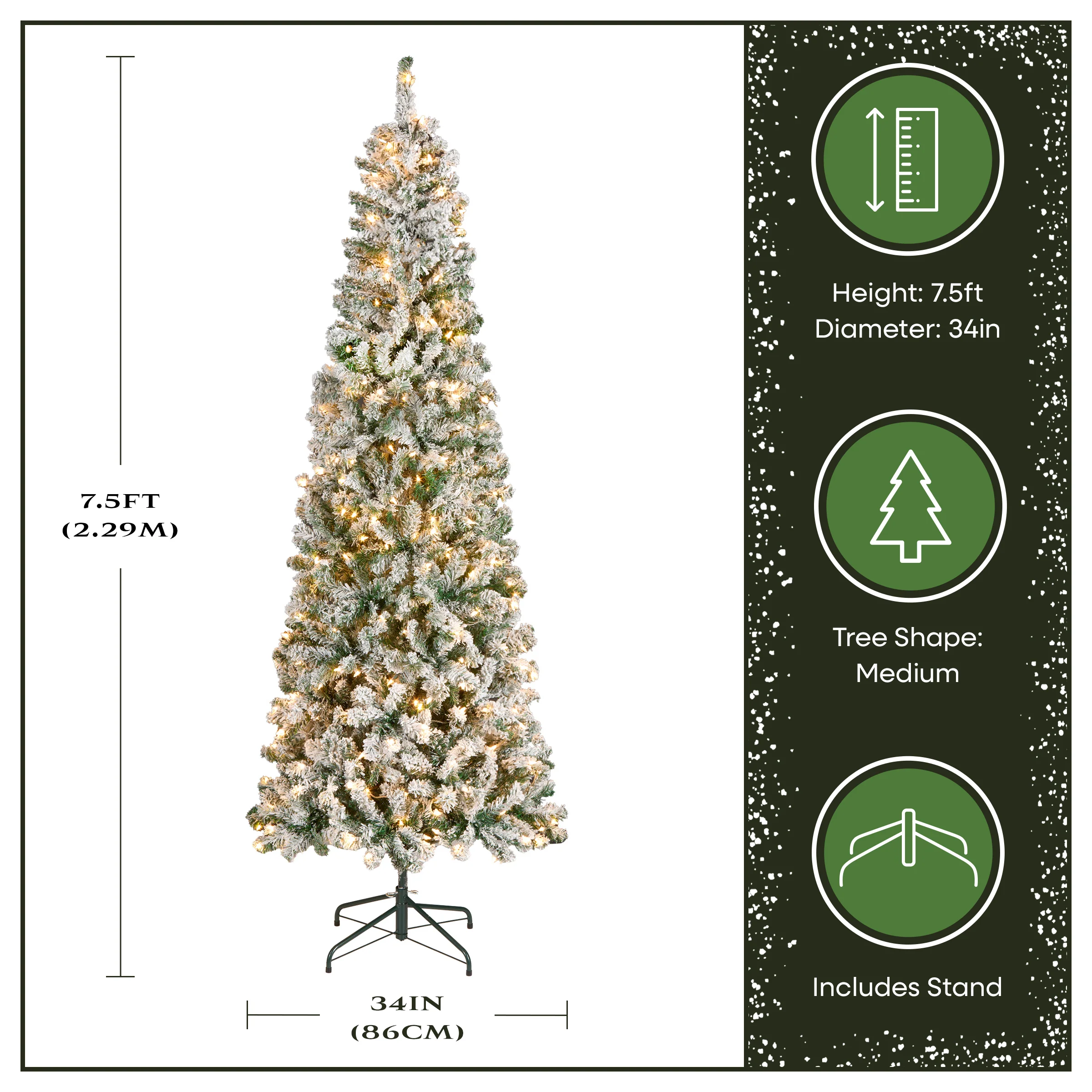 7.5 ft. Pre-Lit Acacia Medium Flocked Tree with Clear Lights - Image 4