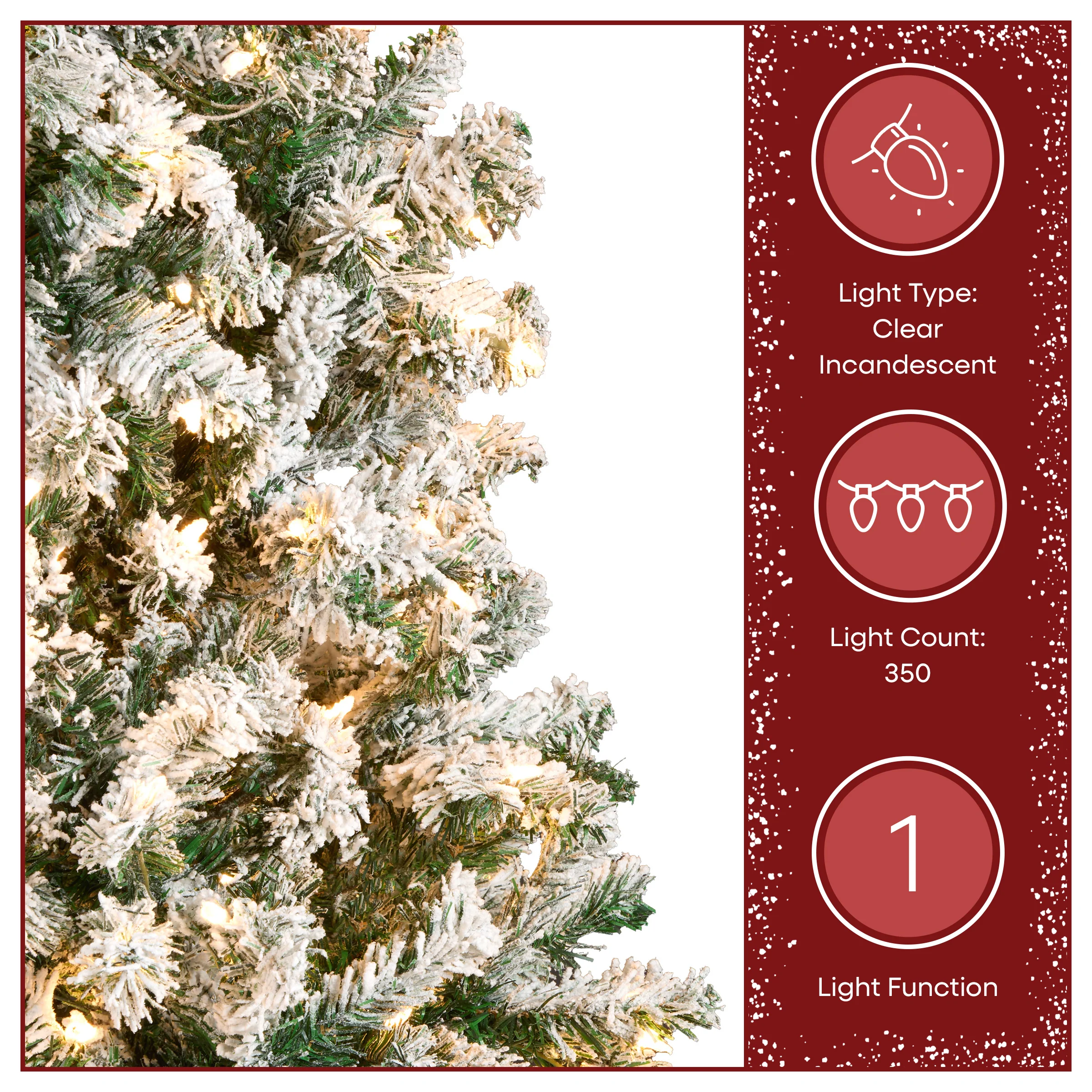 7.5 ft. Pre-Lit Acacia Medium Flocked Tree with Clear Lights - Image 6