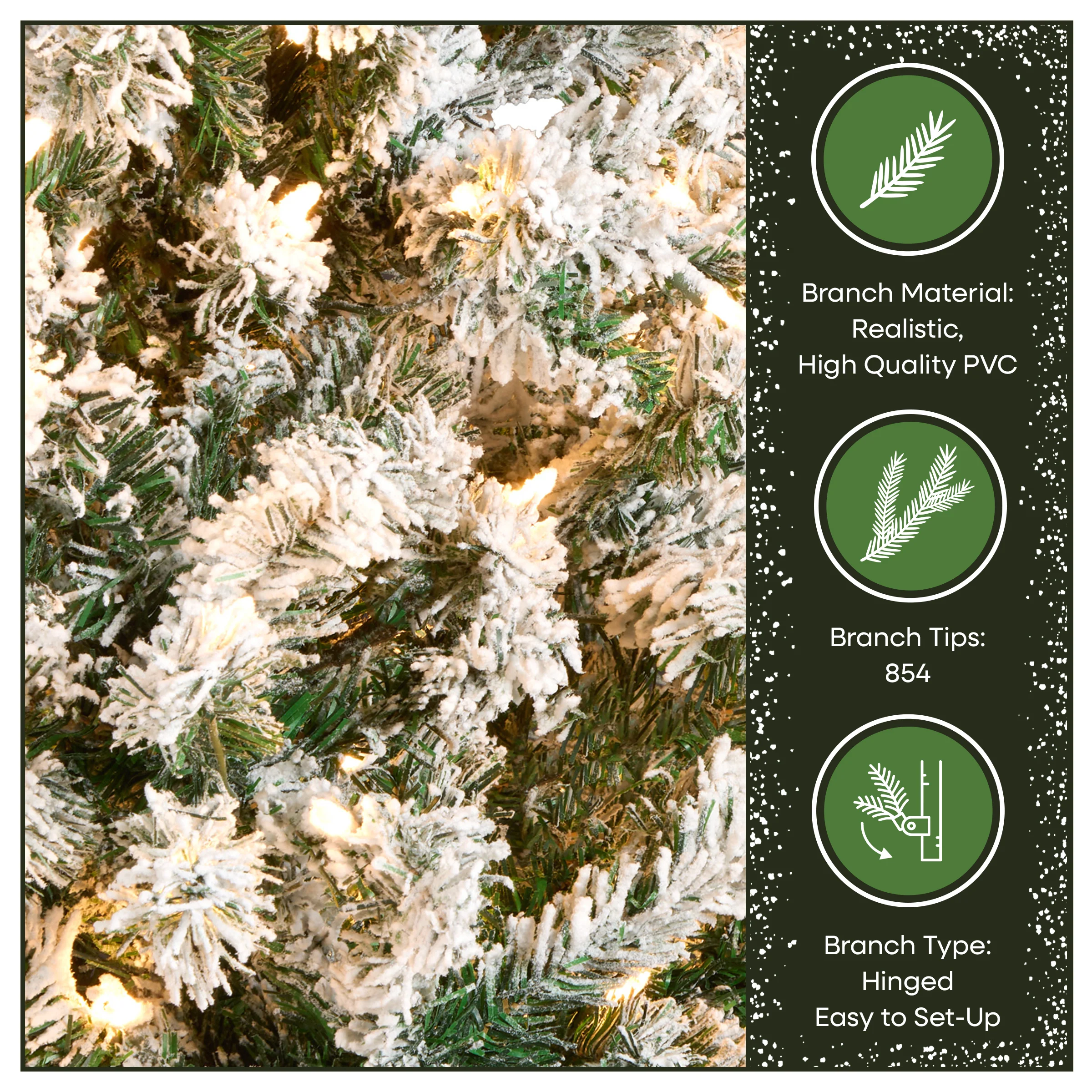 7.5 ft. Pre-Lit Acacia Medium Flocked Tree with Clear Lights - Image 7