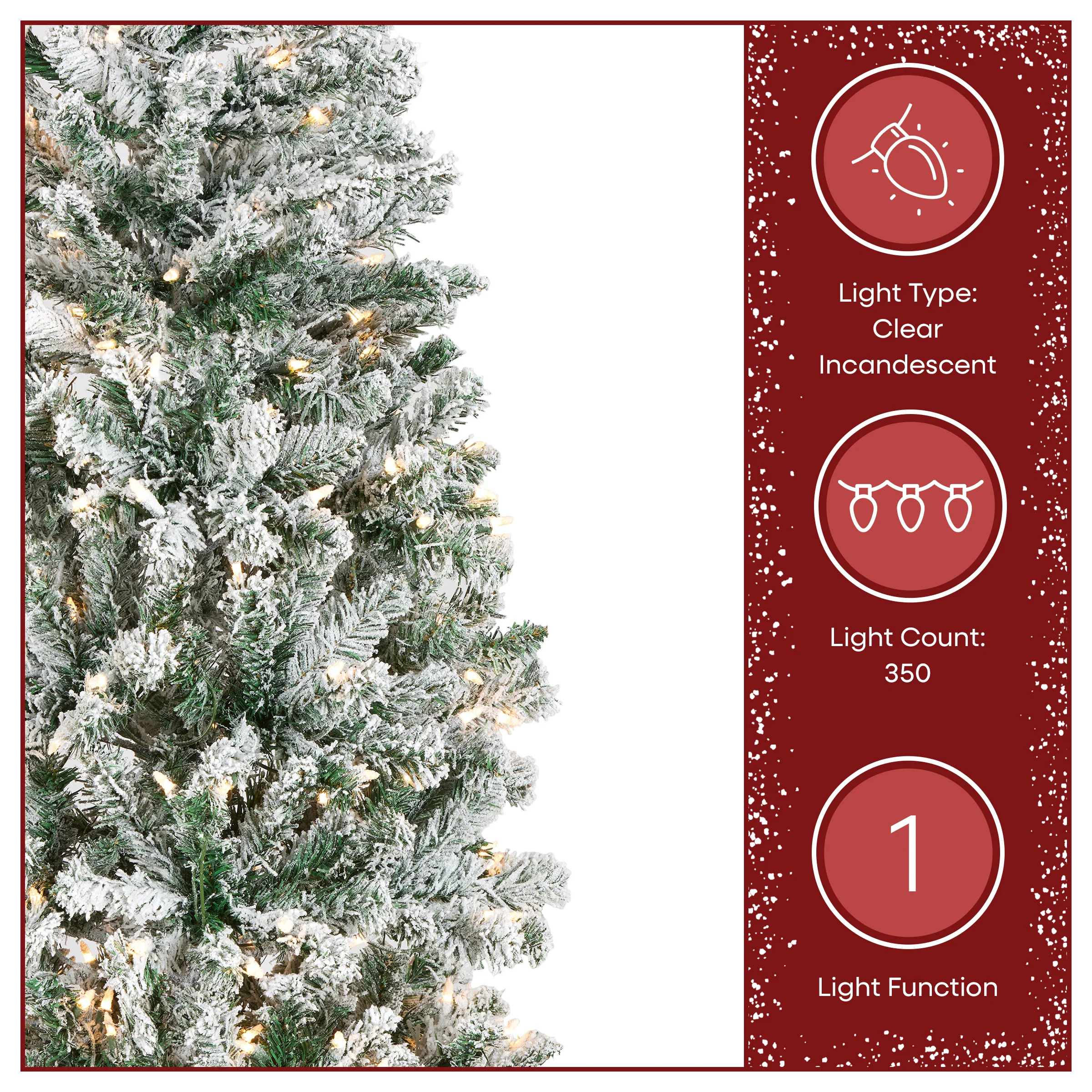 7.5 ft. Pre-Lit Acacia Pencil Slim Flocked Tree with Clear Lights, Plug-In - Image 5