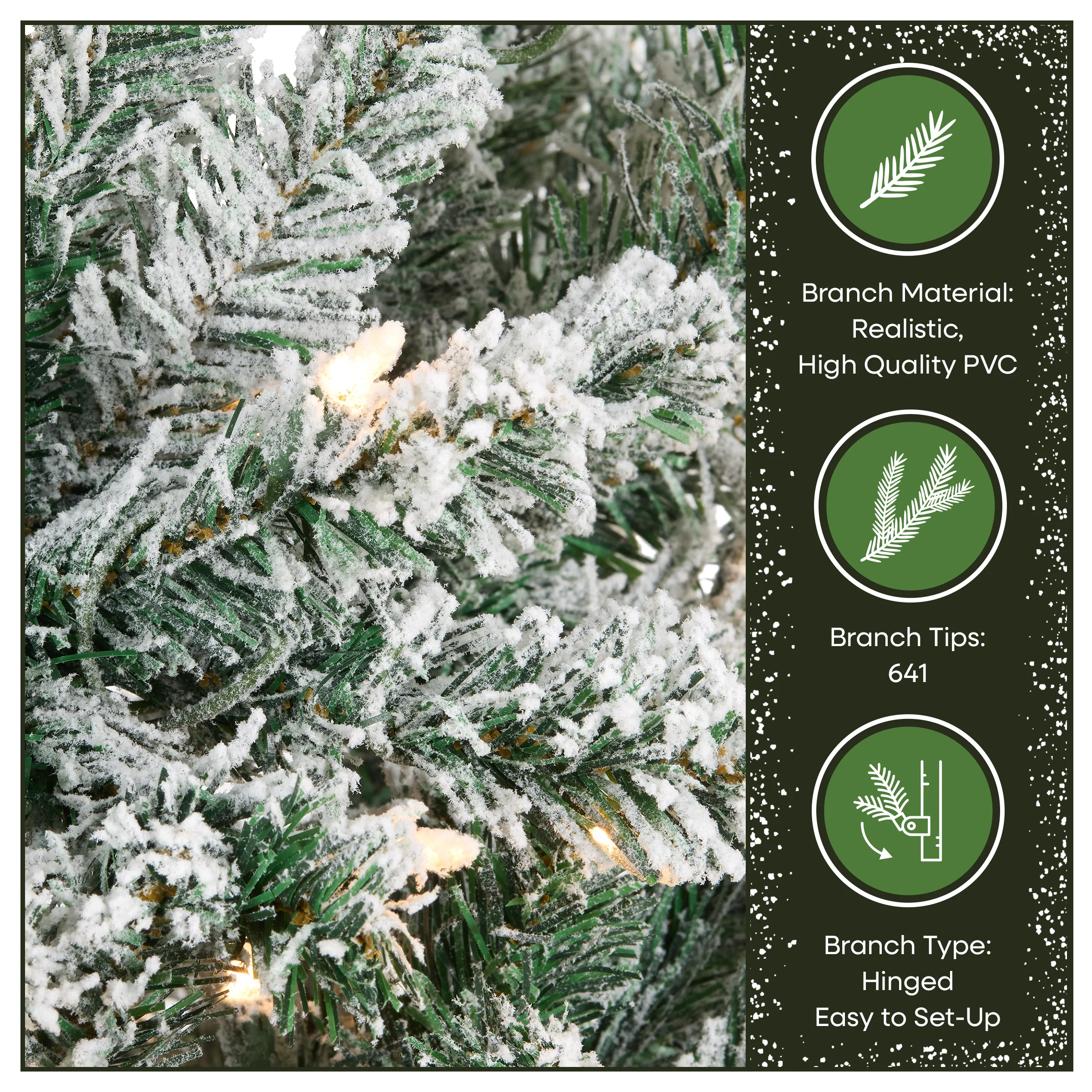 7.5 ft. Pre-Lit Acacia Pencil Slim Flocked Tree with Clear Lights, Plug-In - Image 6
