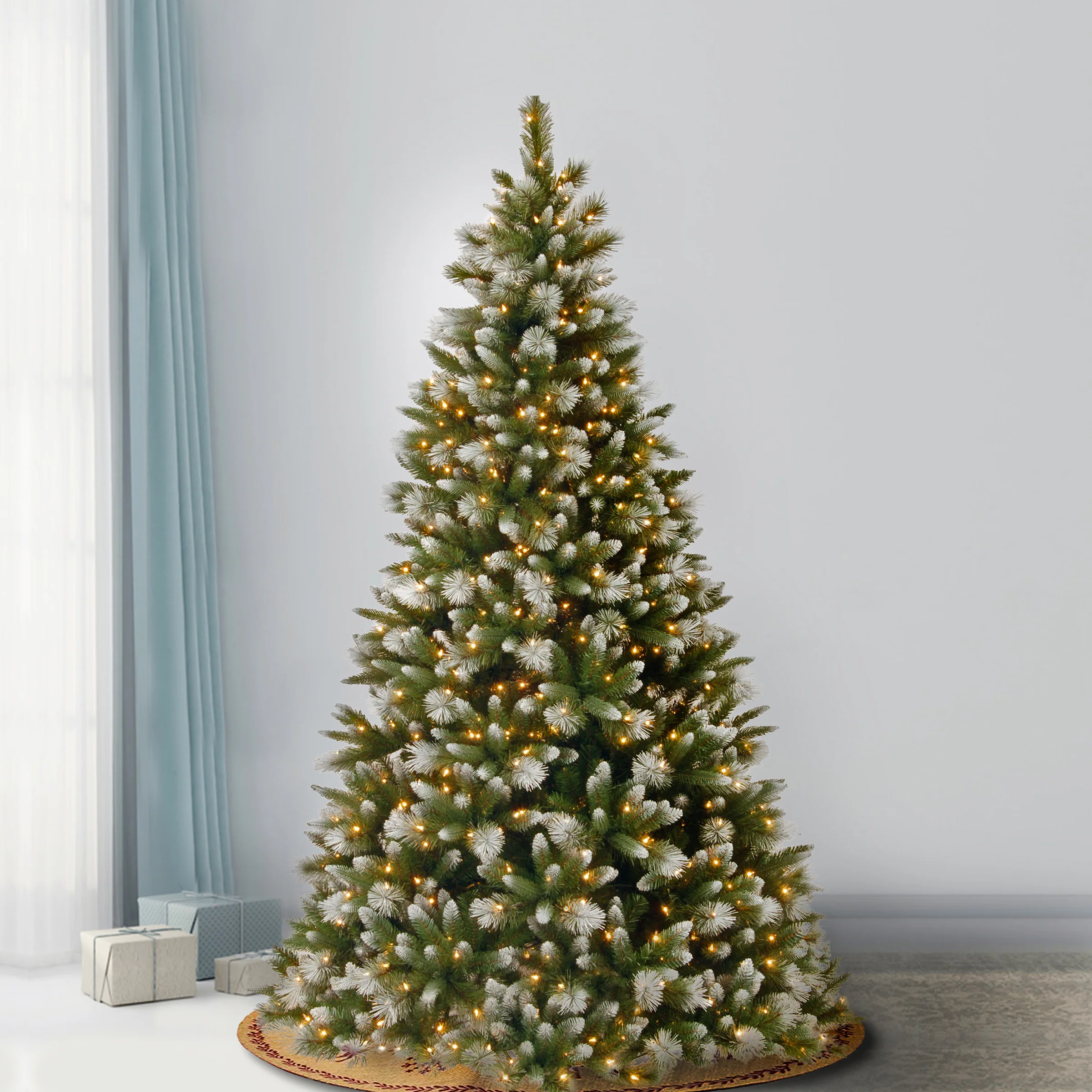 7.5 ft. Pre-Lit Alaskan Pine Frosted Tree with Clear Lights - Image 2