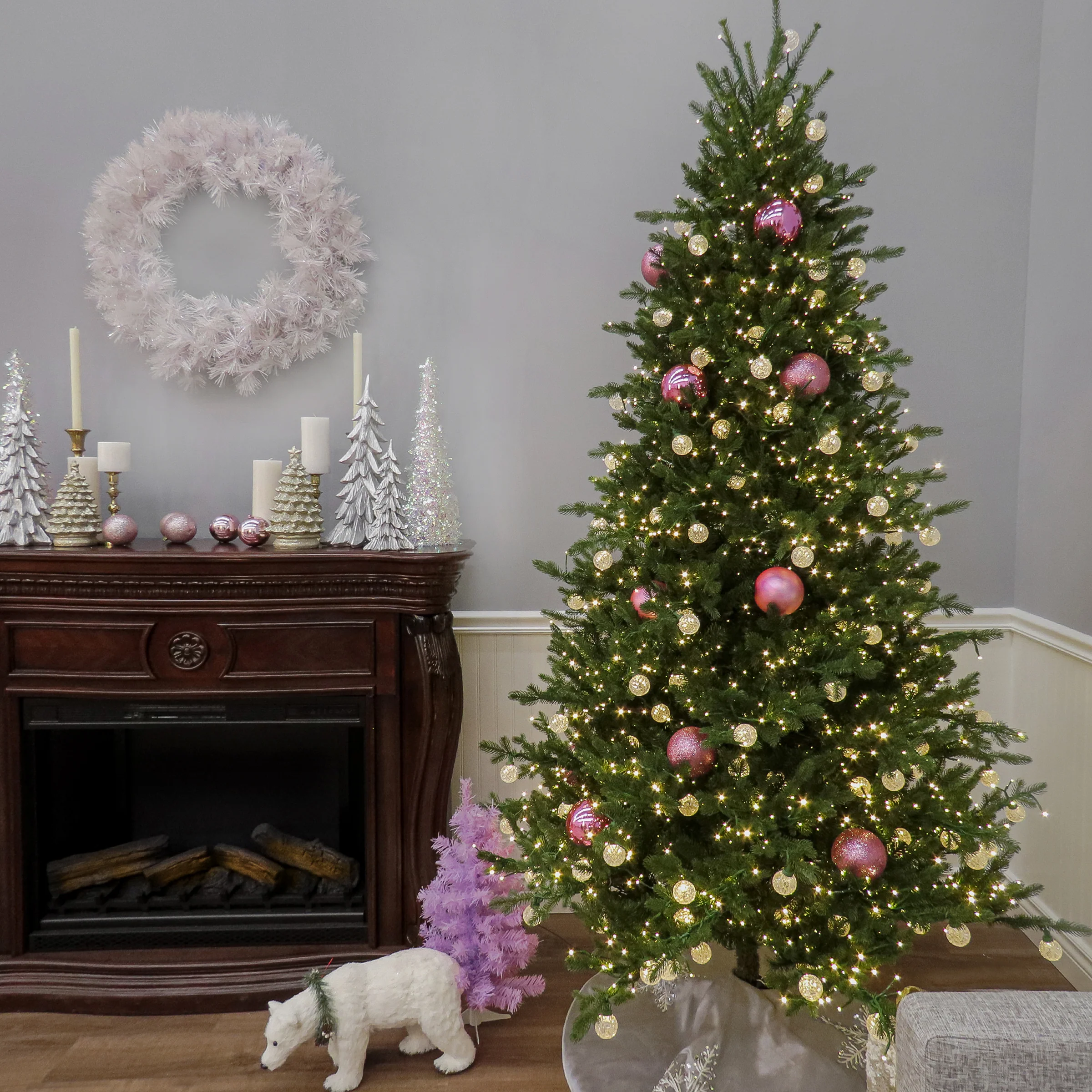 7.5 ft. Pre-Lit Aspen Pine Tree with LED Lights - Image 4