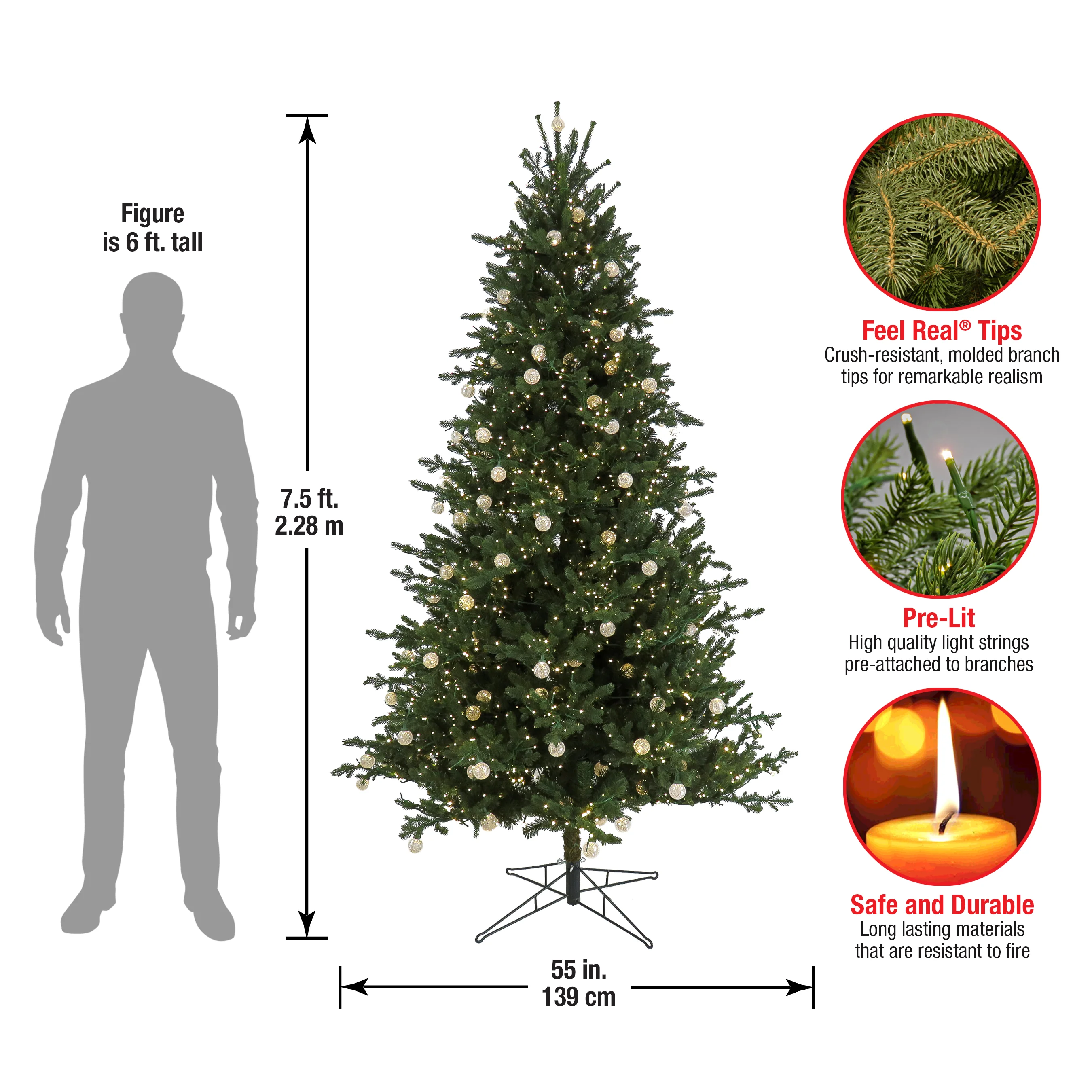 7.5 ft. Pre-Lit Aspen Pine Tree with LED Lights - Image 5