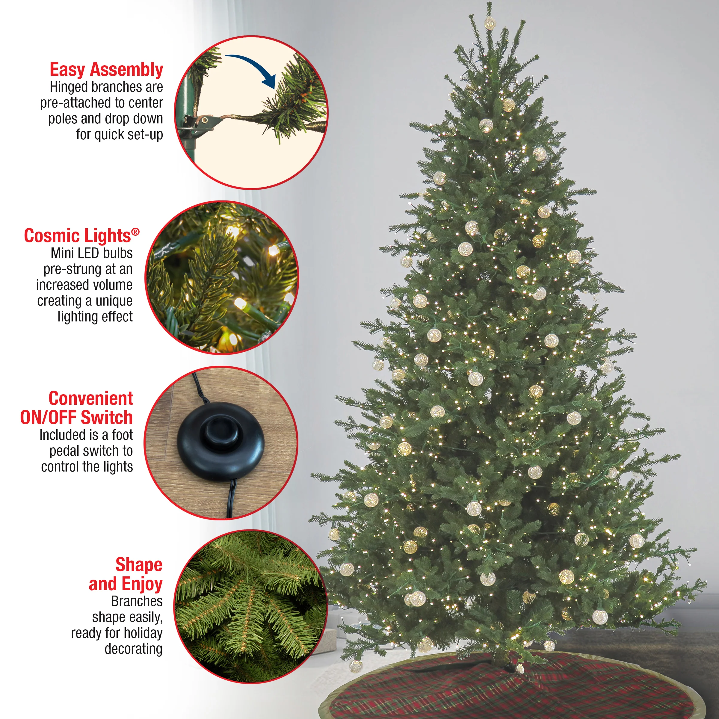 7.5 ft. Pre-Lit Aspen Pine Tree with LED Lights - Image 6