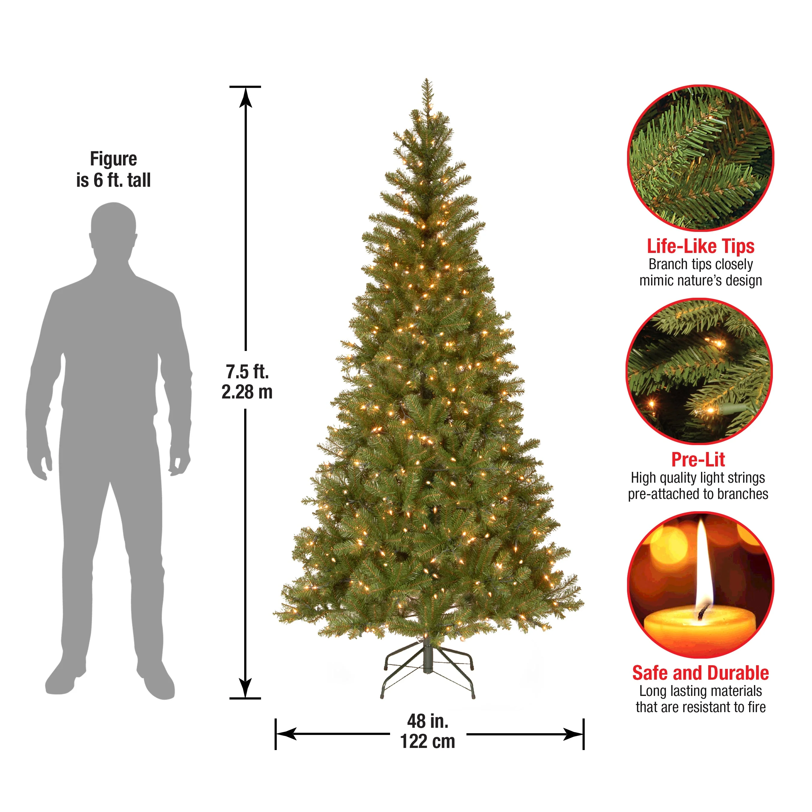 7.5 ft. Pre-Lit Aspen Spruce Slim Tree with Clear Lights, Plug-In - Image 5
