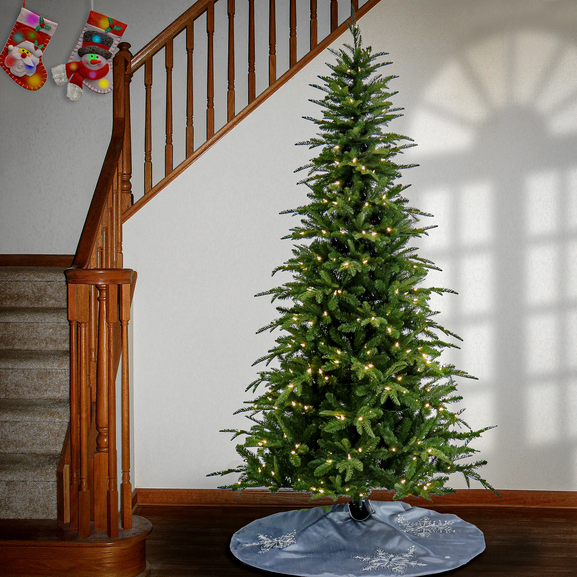 7.5 ft. Pre-Lit Backer Pine Tree with LED Lights - Image 2