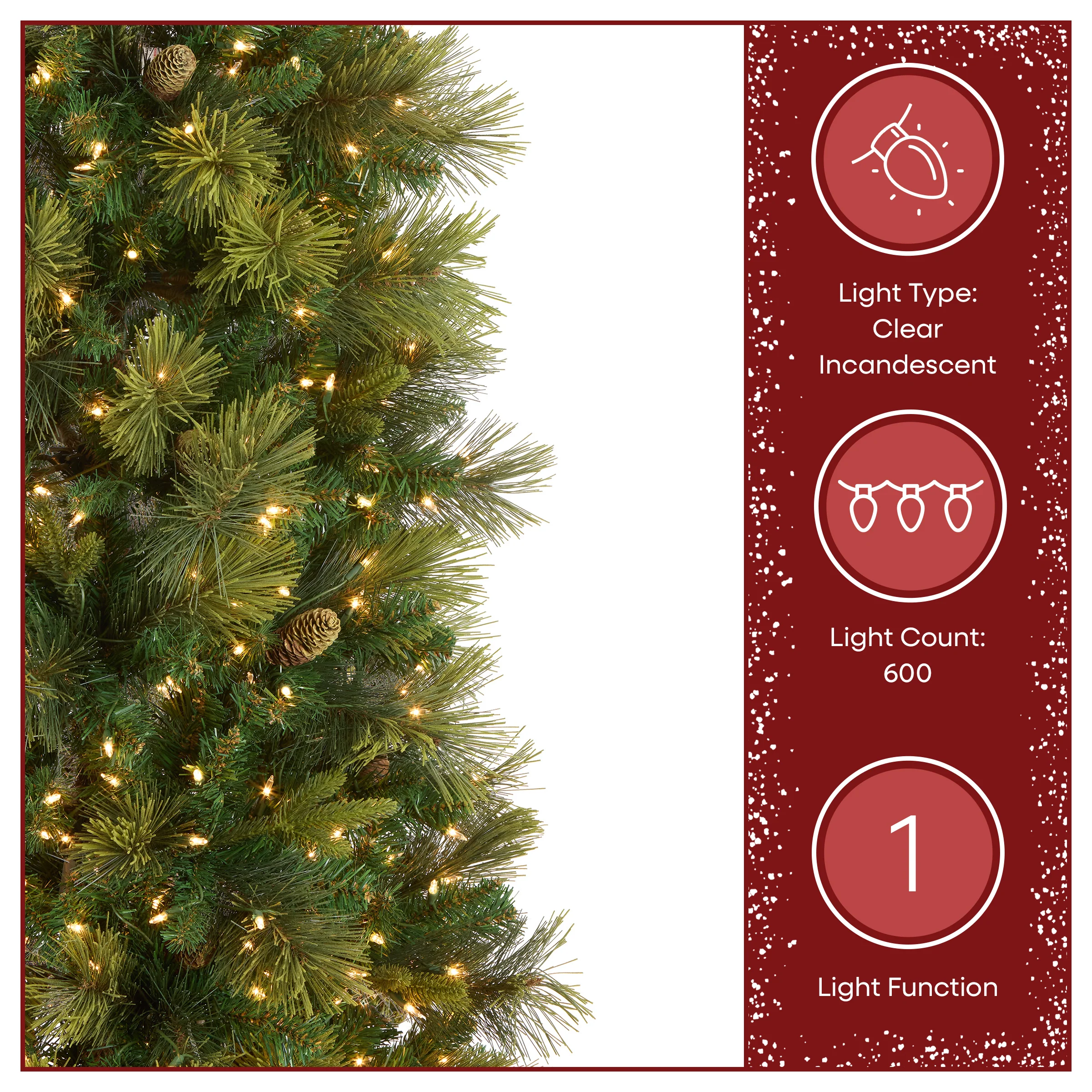 7.5 ft. Pre-Lit Carolina Pine Slim Tree with Clear Lights, Plug-In - Image 6