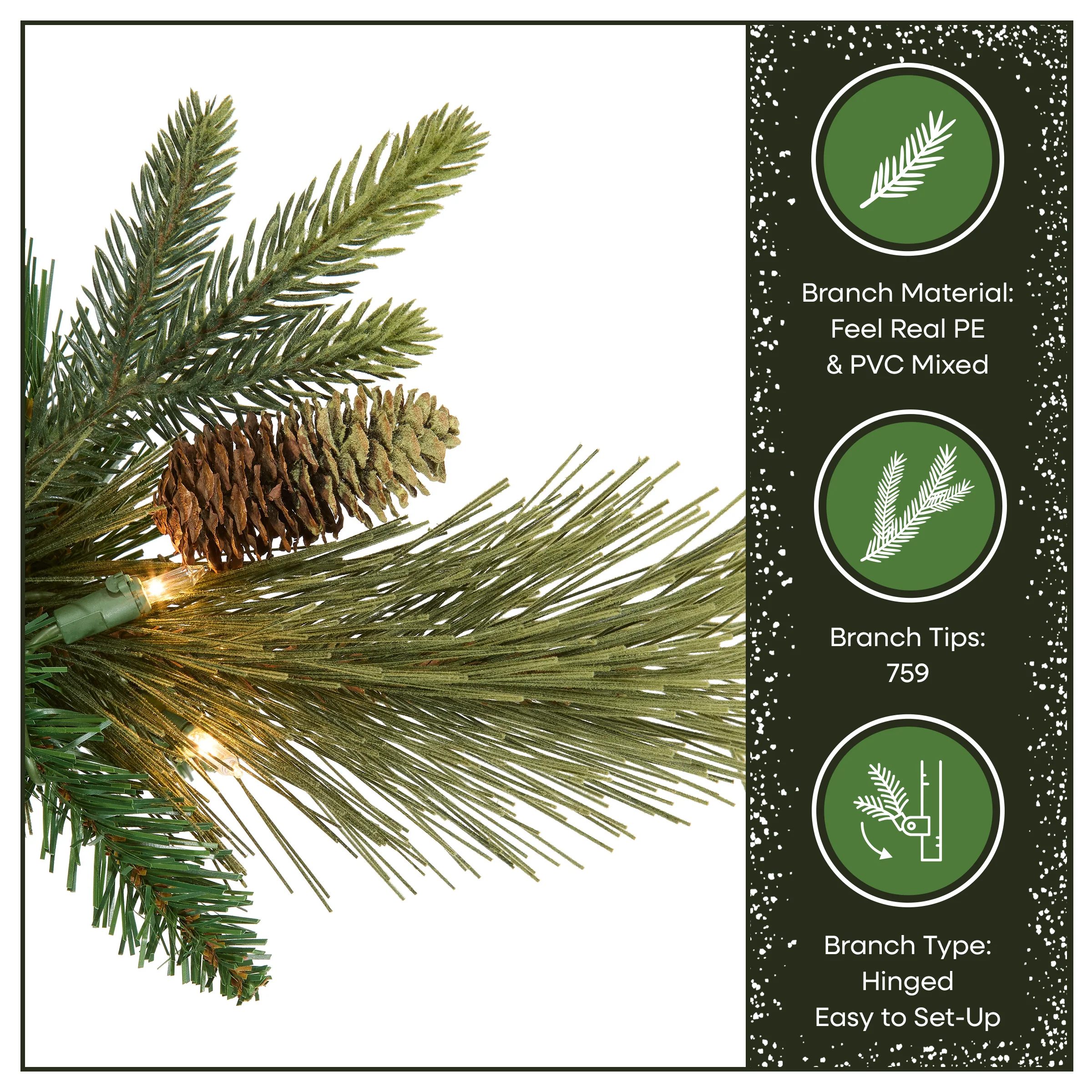 7.5 ft. Pre-Lit Carolina Pine Slim Tree with Clear Lights, Plug-In - Image 7