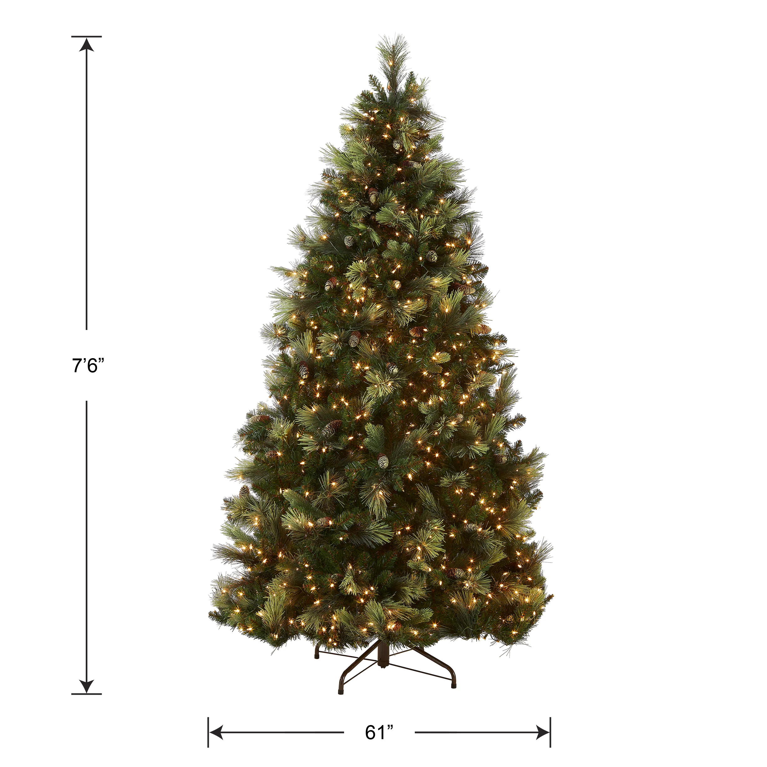 7.5 ft. Pre-Lit Carolina Pine Tree with 1000 Clear Lights, Plug-In - Image 5