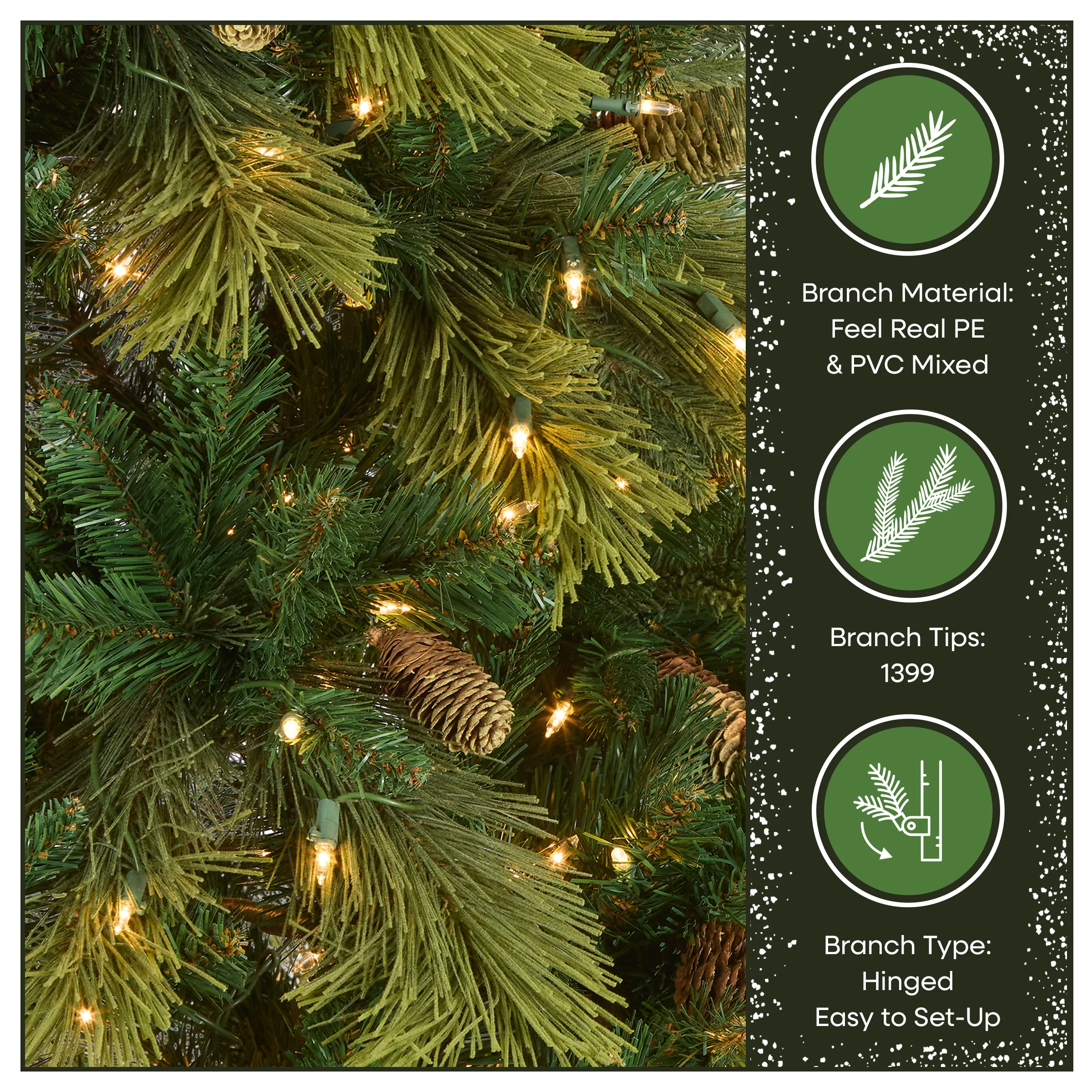 7.5 ft. Pre-Lit Carolina Pine Tree with 750 Clear Lights, Plug-In - Image 6