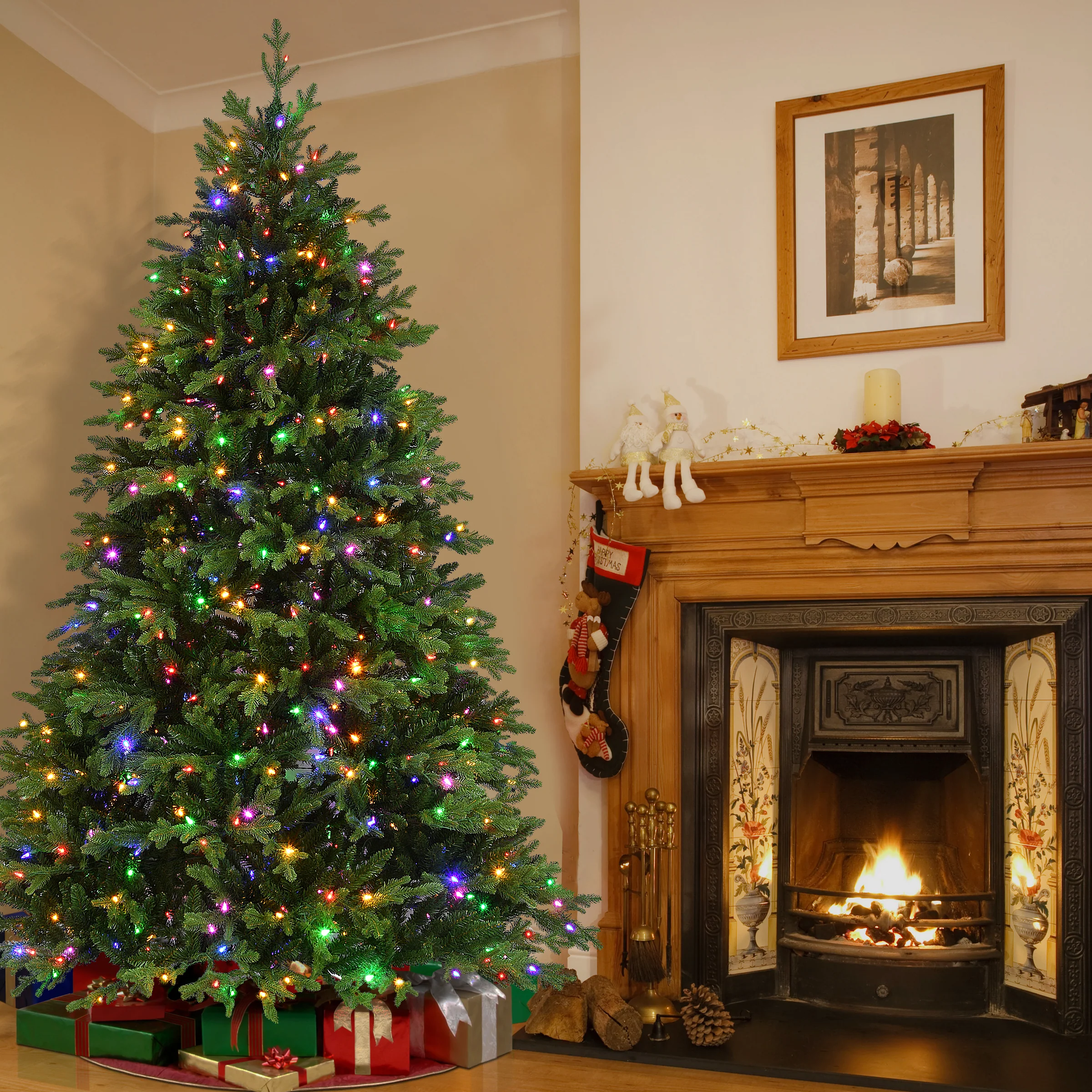 7.5 ft. Pre-Lit Cascade Fir Tree with Dual Color LED Lights - Image 2