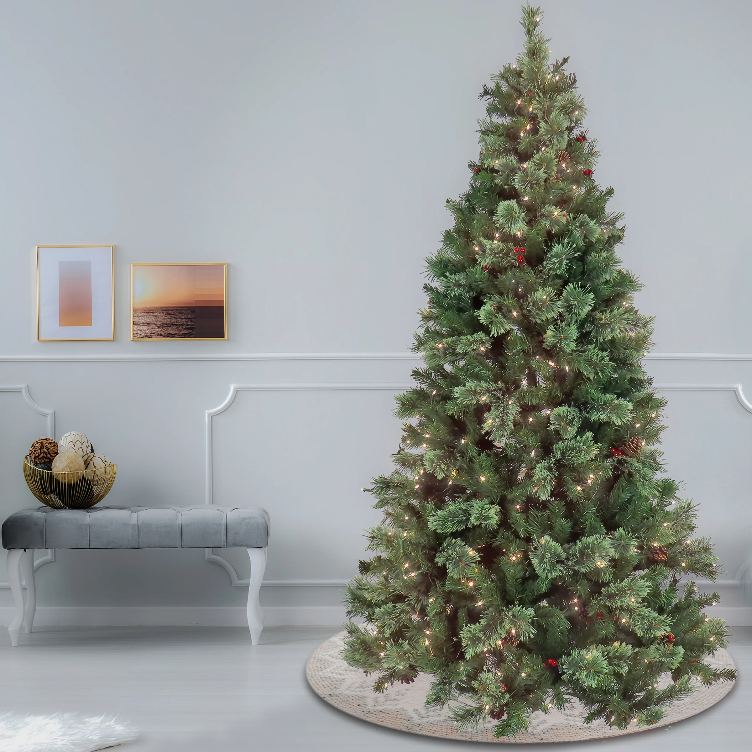 7.5 ft. Pre-Lit Cashmere Decorated Tree with Clear Lights-UL - Image 2