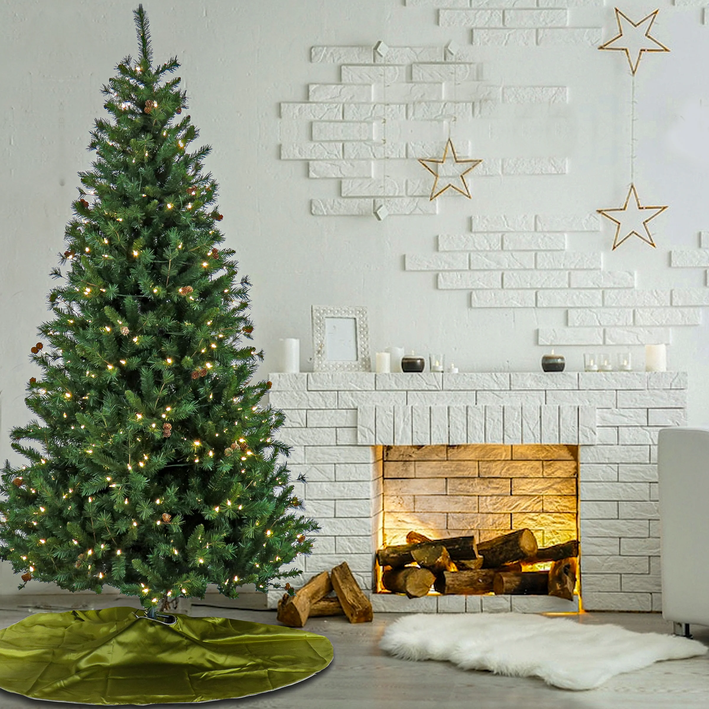 7.5 ft. Pre-Lit Cedar Spruce Tree with LED Lights, Plug-In - Image 2