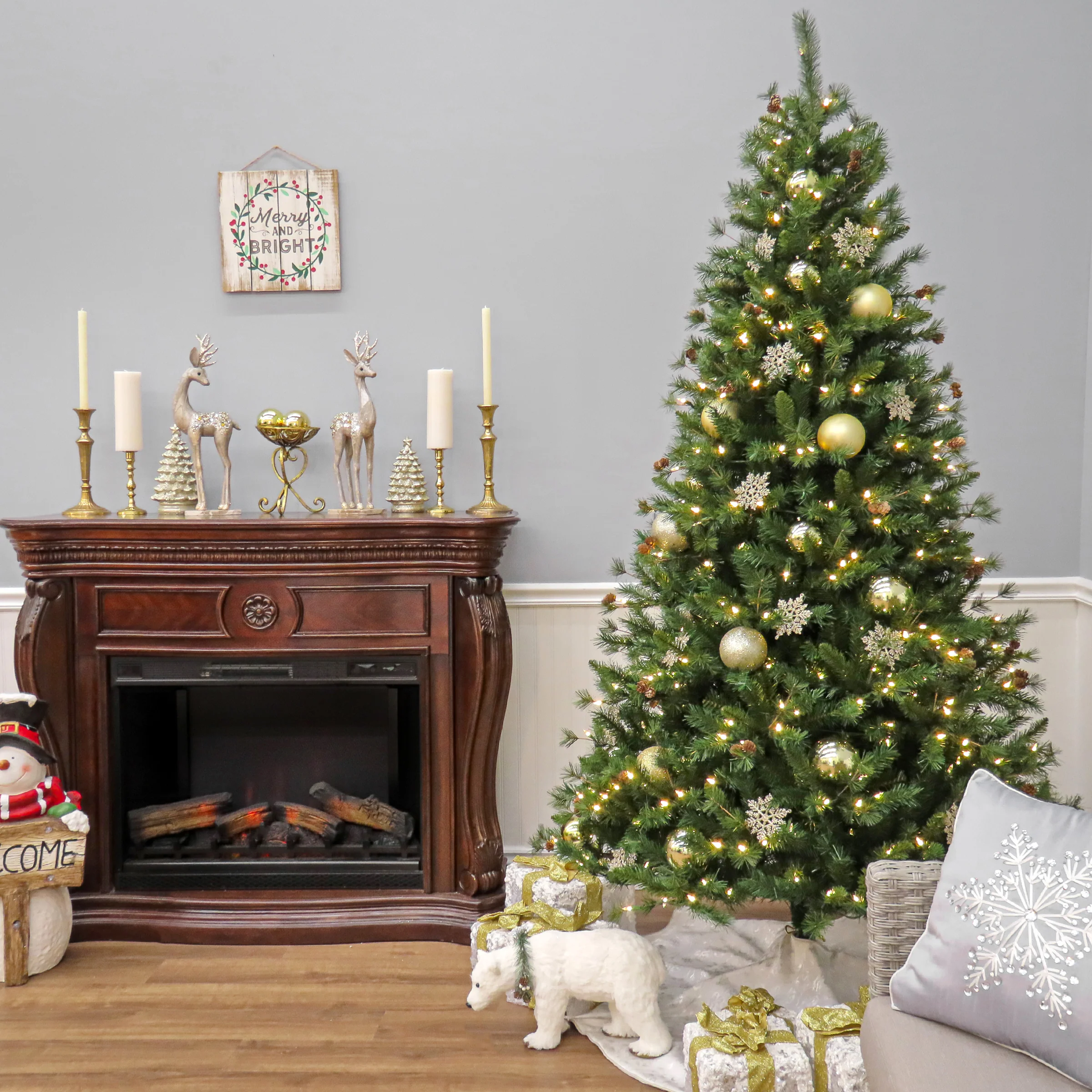 7.5 ft. Pre-Lit Cedar Spruce Tree with LED Lights, Plug-In - Image 4