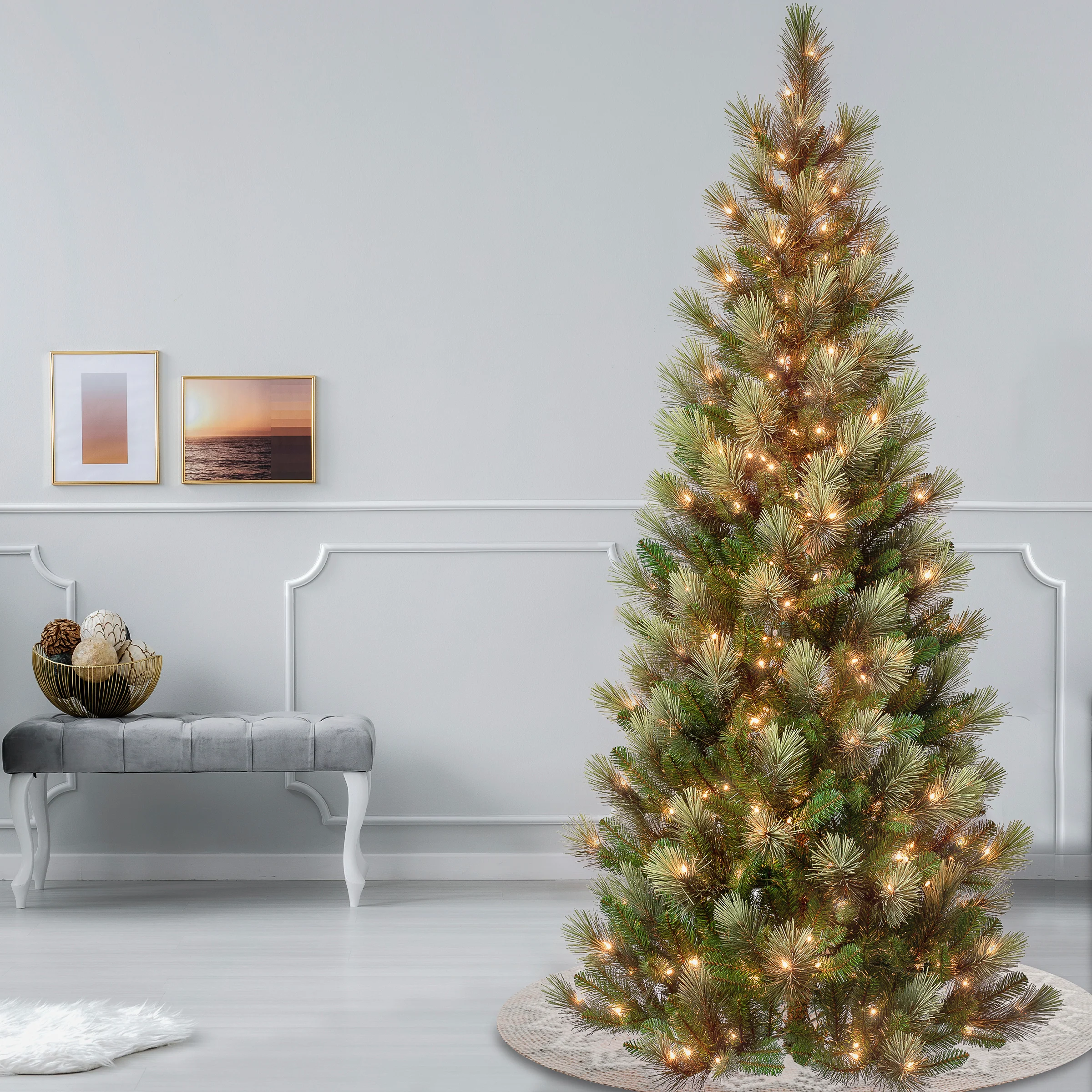 7.5 ft. Pre-Lit Charleston Pine Slim Tree with Clear Lights, Plug-In - Image 2