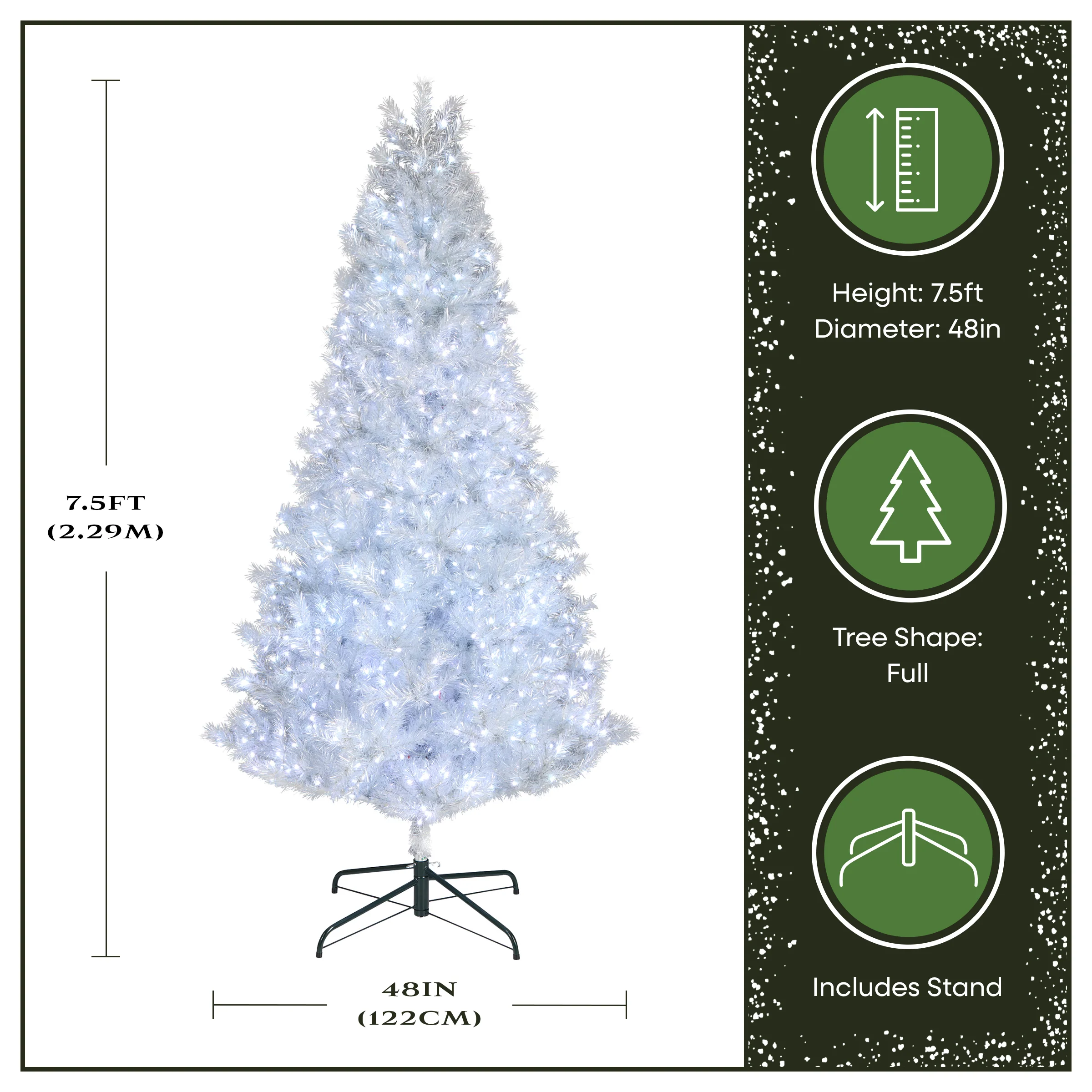 7.5 ft. Pre-Lit Christmas Crystal Pine Silver Metallic Tree, Plug-In - Image 3