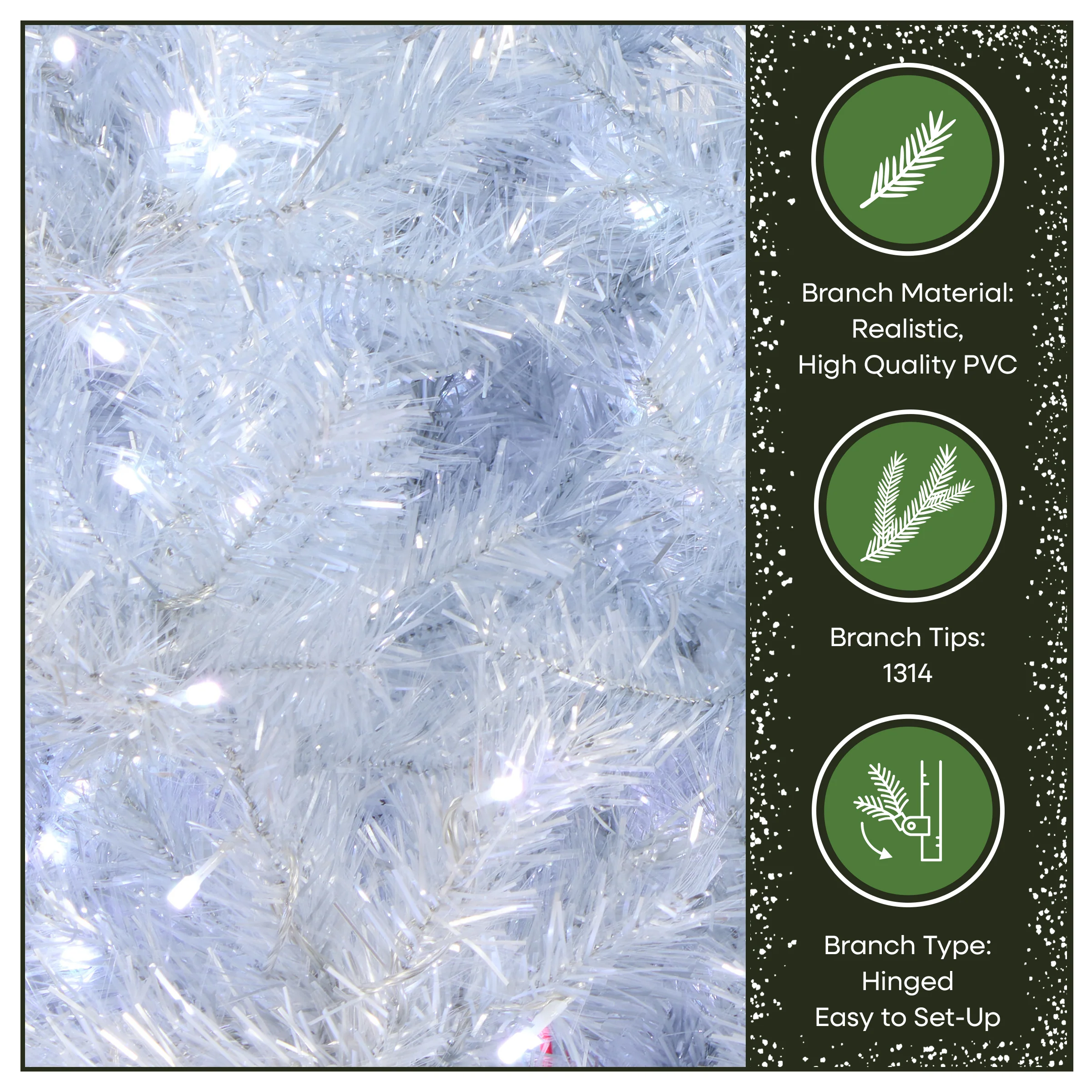 7.5 ft. Pre-Lit Christmas Crystal Pine Silver Metallic Tree, Plug-In - Image 6