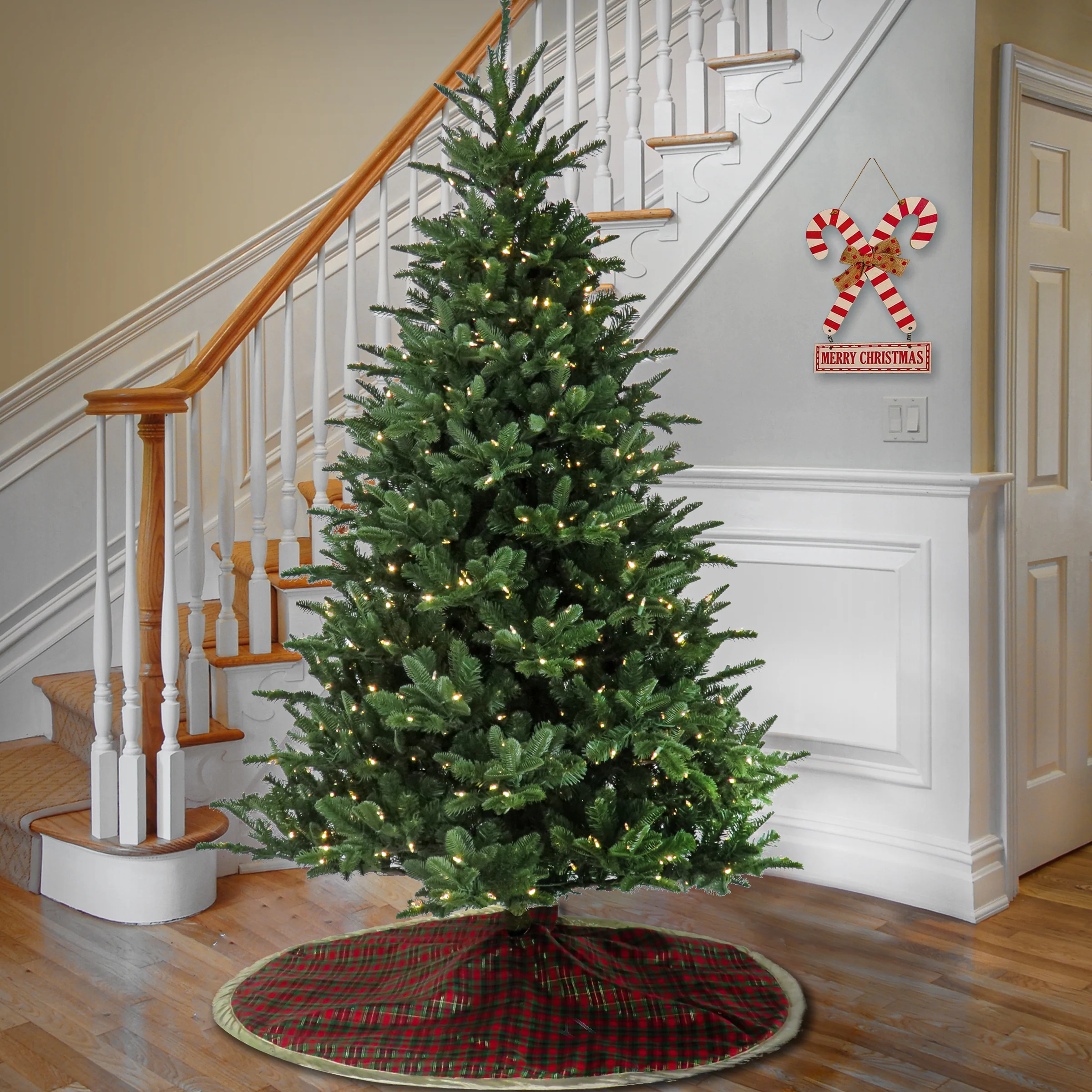 7.5 ft. Pre-Lit Christmas Norway Spruce Tree with LED Lights - Image 3