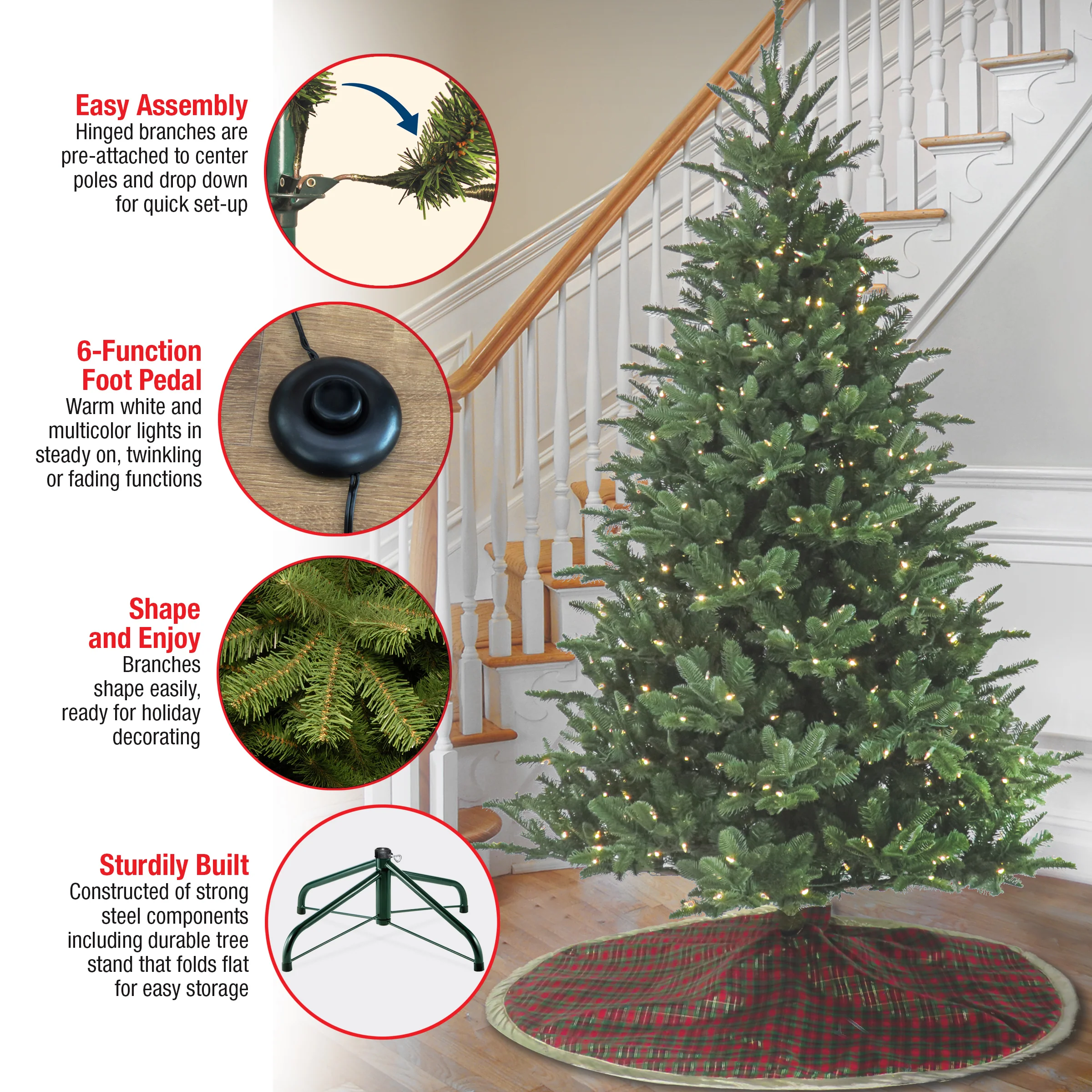 7.5 ft. Pre-Lit Christmas Norway Spruce Tree with LED Lights - Image 7
