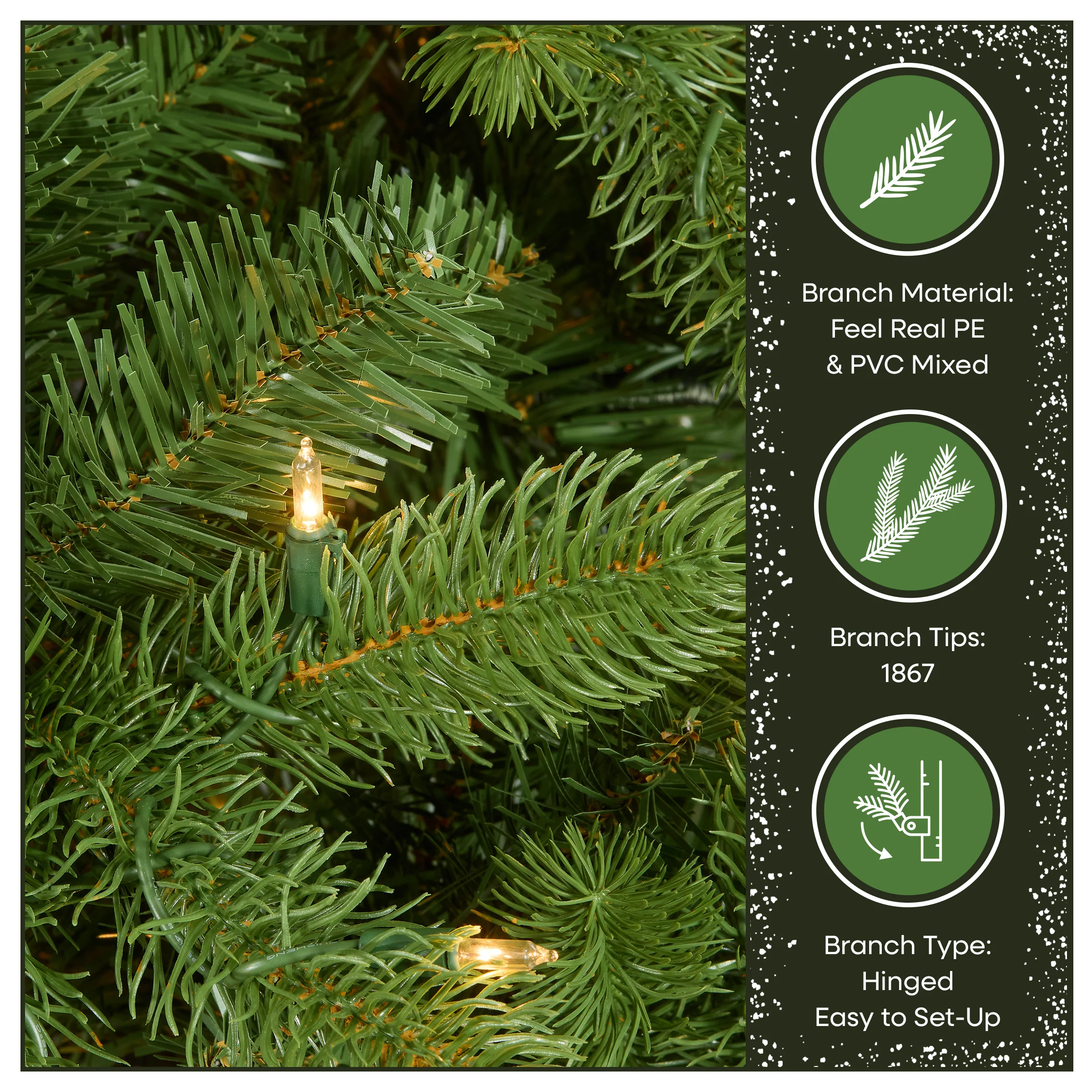 7.5 ft. Pre-Lit Downswept Douglas Fir Tree with 750 Clear Lights & 1867 Branch Tips - Image 6