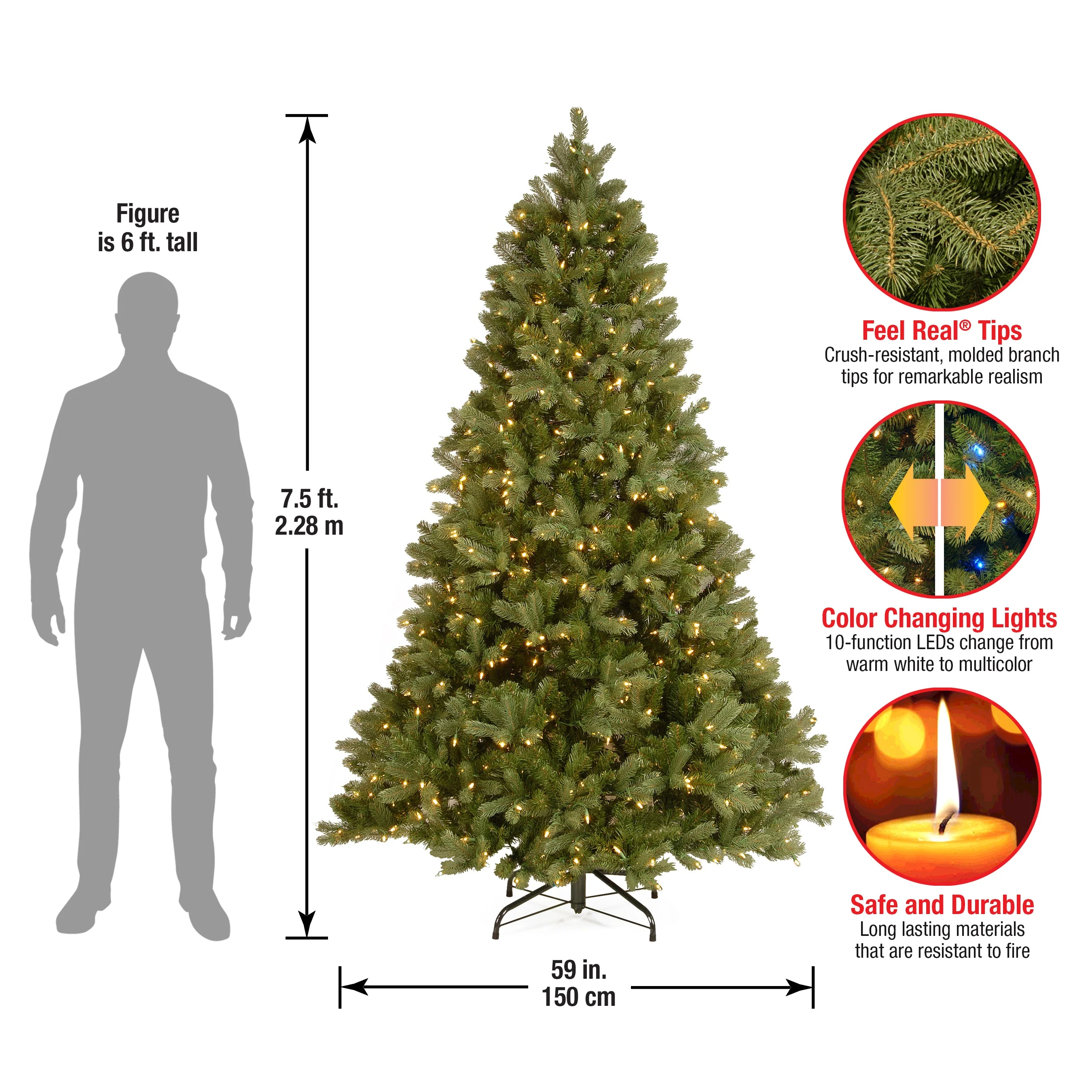 7.5 ft. Pre-Lit Downswept Douglas Fir Tree with 750 Dual Color LED Lights, Plug-In - Image 5