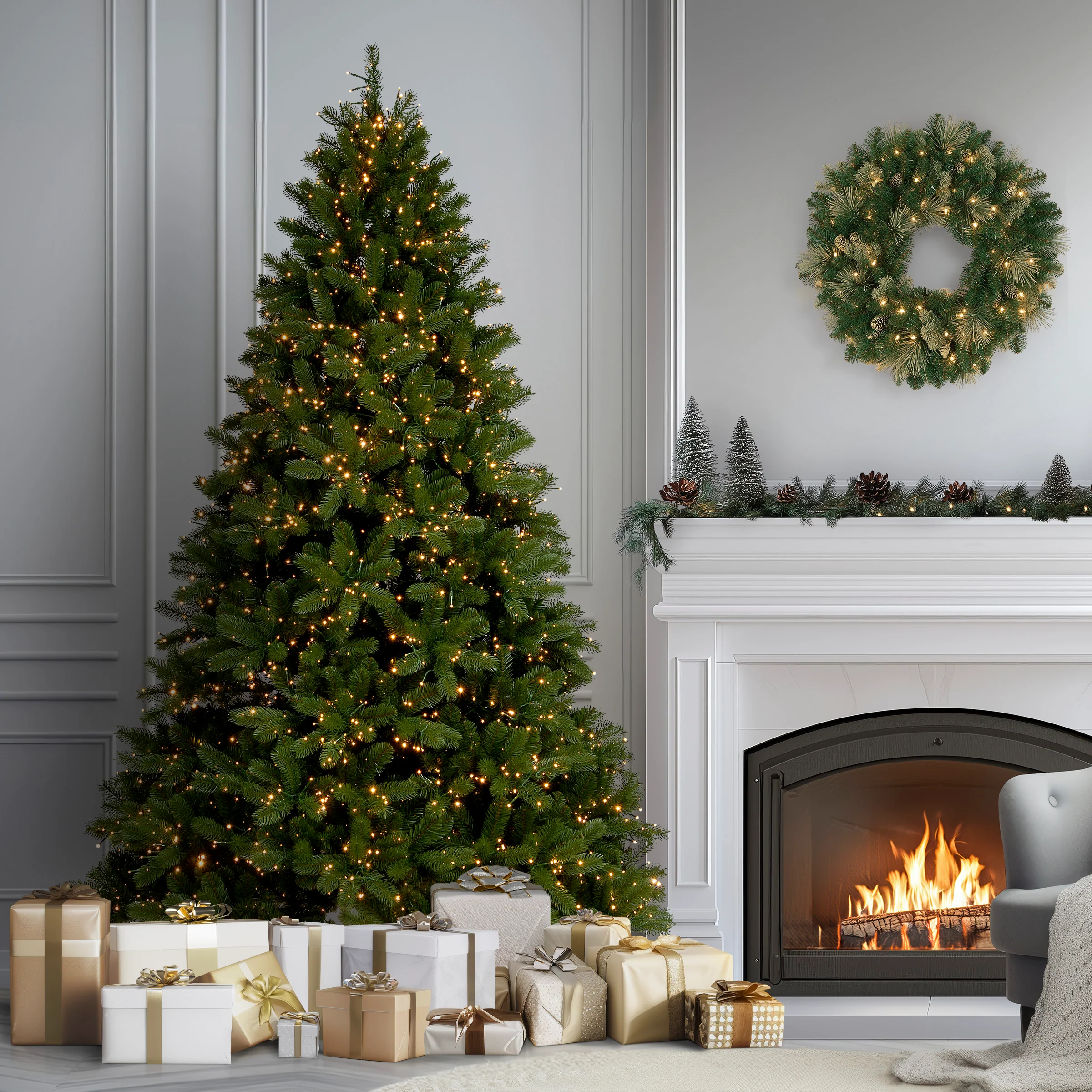7.5 ft. Pre-Lit Downswept Douglas Fir Tree with Dual Color LED Cosmic Lights, Plug-In - Image 2