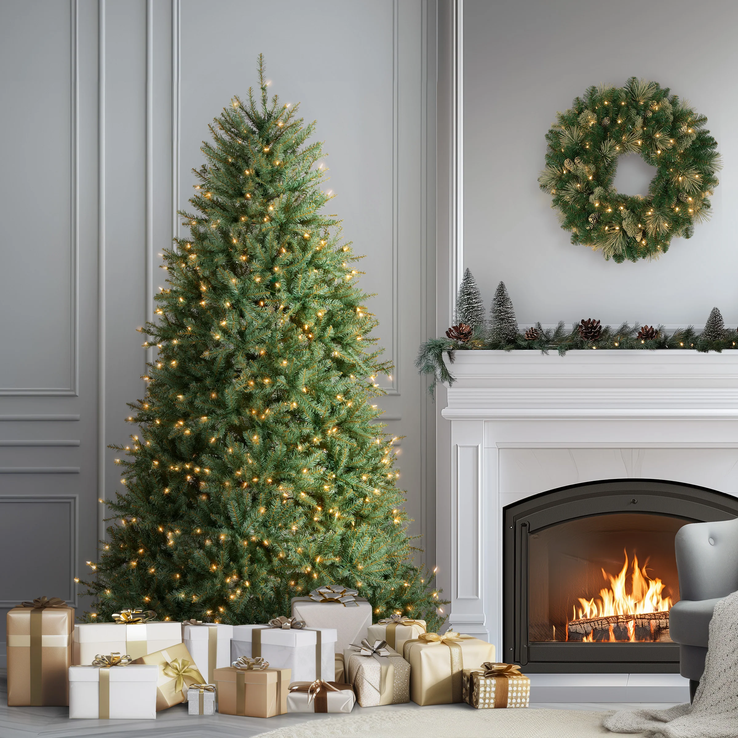 7.5 ft. Pre-Lit Dunhill Fir Blue Tree with Clear Lights - Image 3