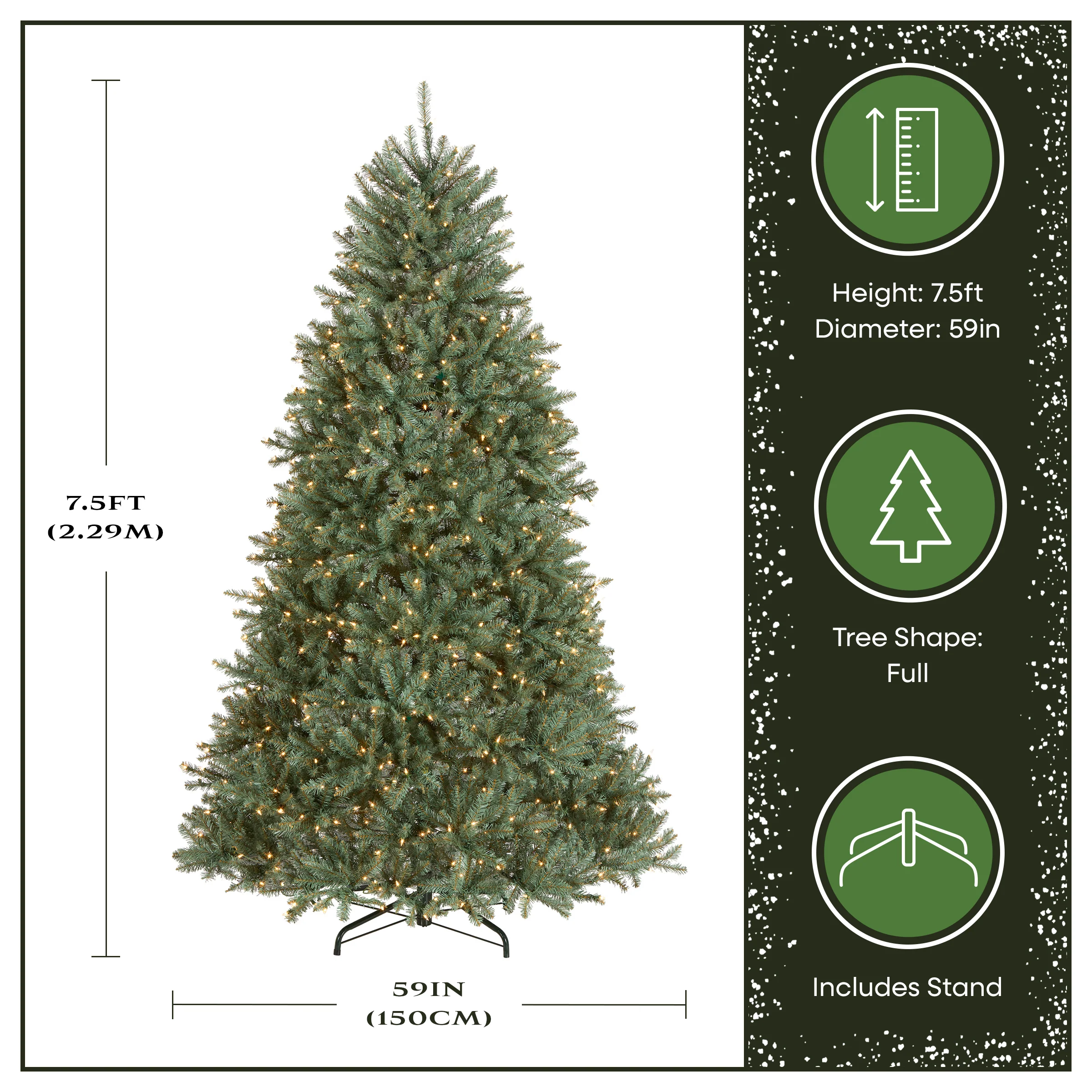7.5 ft. Pre-Lit Dunhill Fir Blue Tree with Clear Lights - Image 4