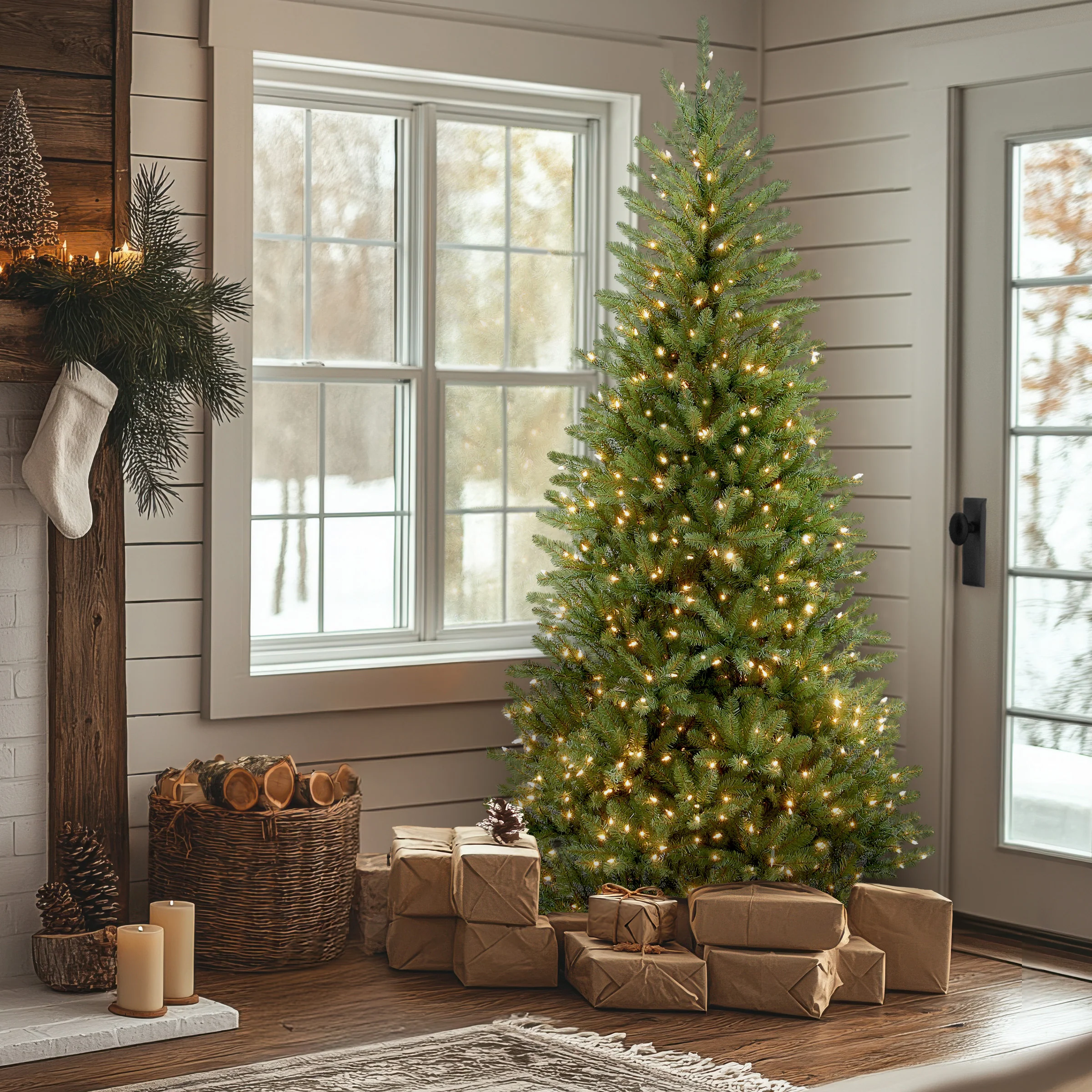 7.5 ft. Pre-Lit Dunhill Fir Slim Tree with 600 Clear Lights, Plug-In - Image 2