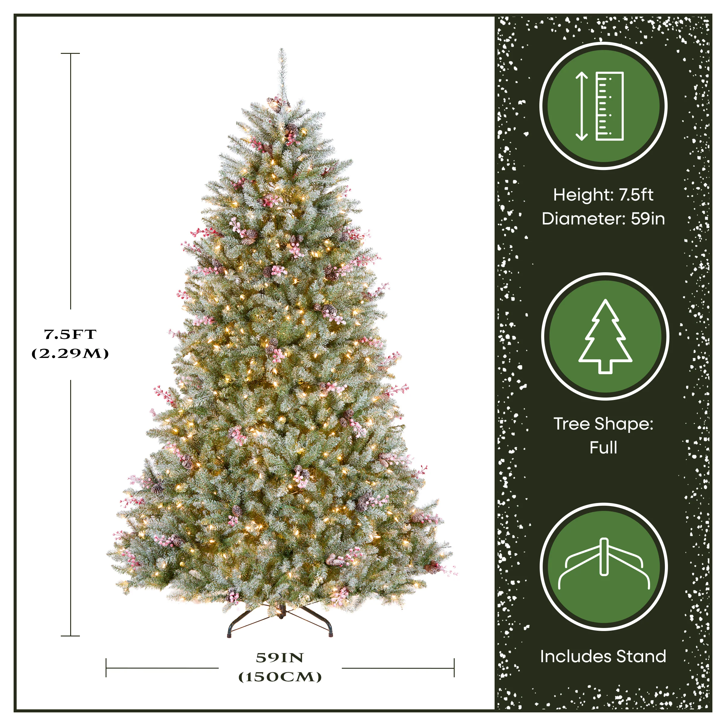 7.5 ft. Pre-Lit Dunhill Fir Flocked Tree with 750 Clear Lights - Image 4