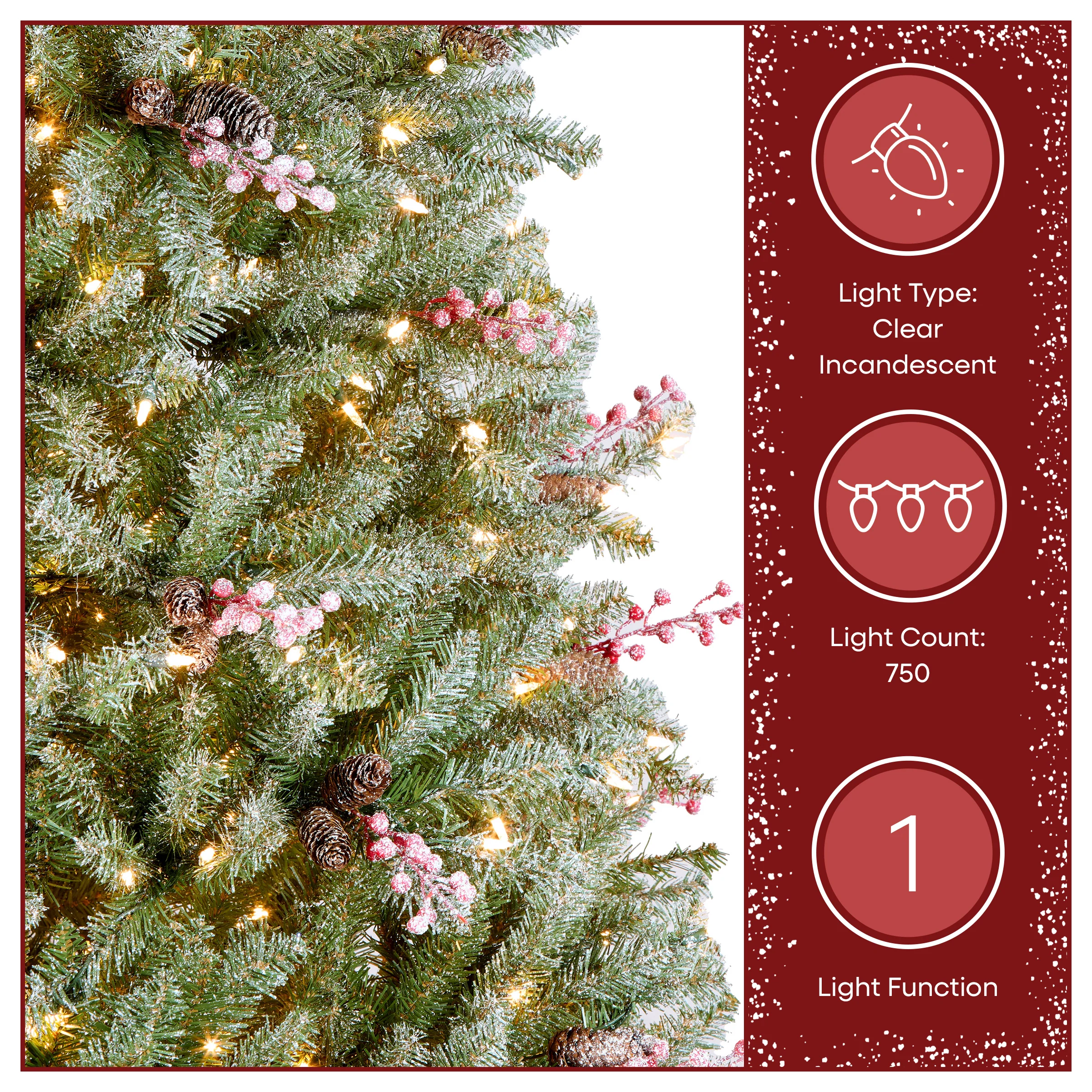 7.5 ft. Pre-Lit Dunhill Fir Flocked Tree with 750 Clear Lights - Image 6