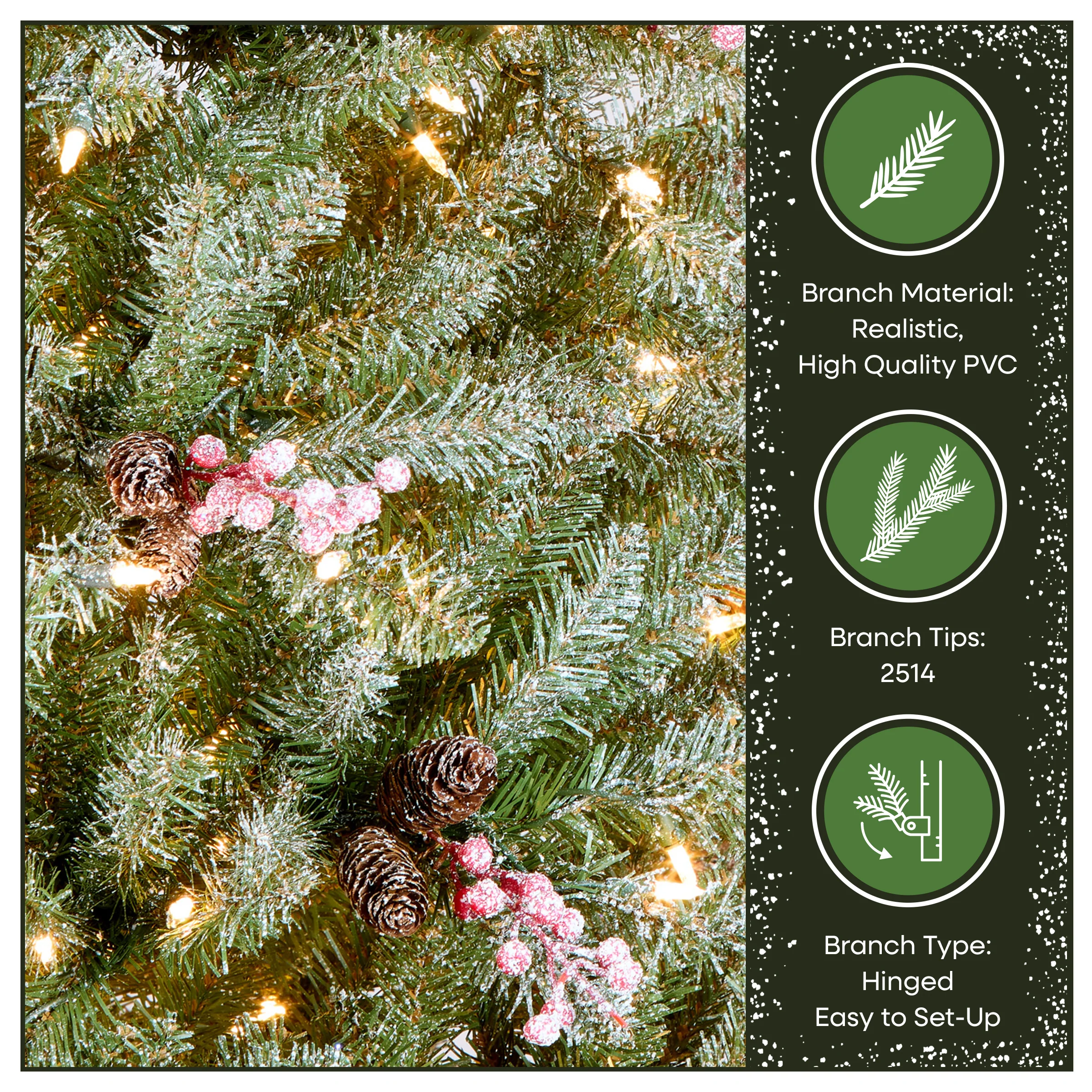 7.5 ft. Pre-Lit Dunhill Fir Flocked Tree with 750 Clear Lights - Image 7