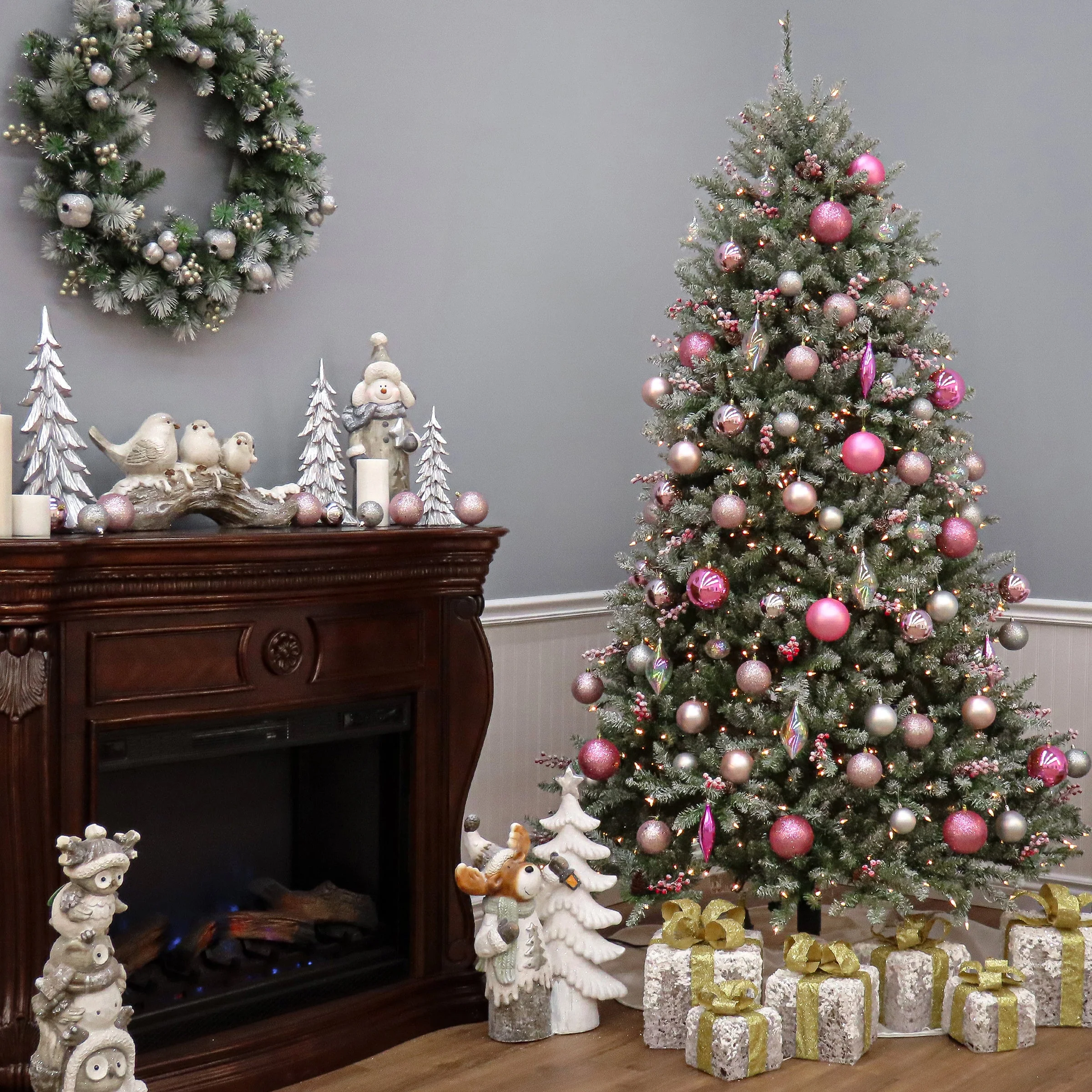 7.5 ft. Pre-Lit Dunhill Fir Flocked Tree with 750 Clear Lights - Image 9